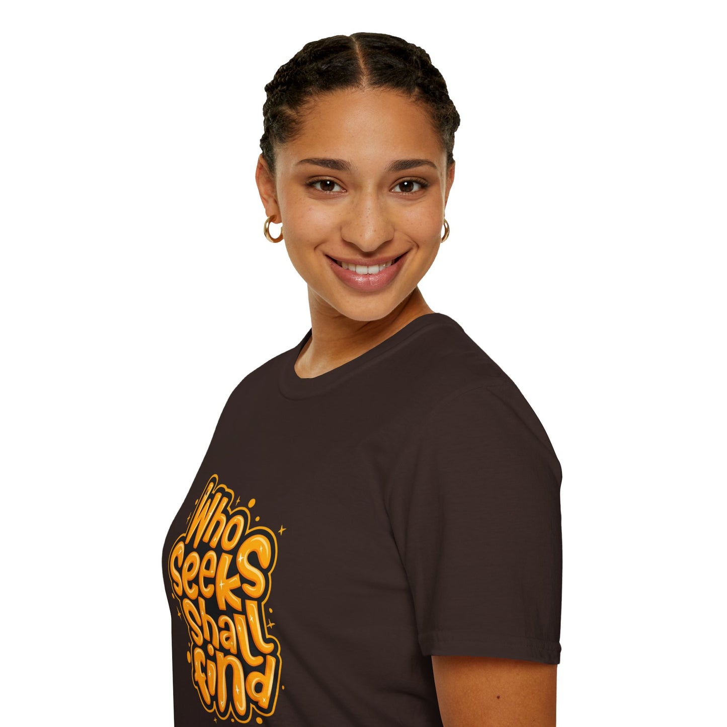 Artistic design on the Unisex Organic Cotton Softstyle T-Shirt, showcasing unique graphic print and eco-friendly fashion.