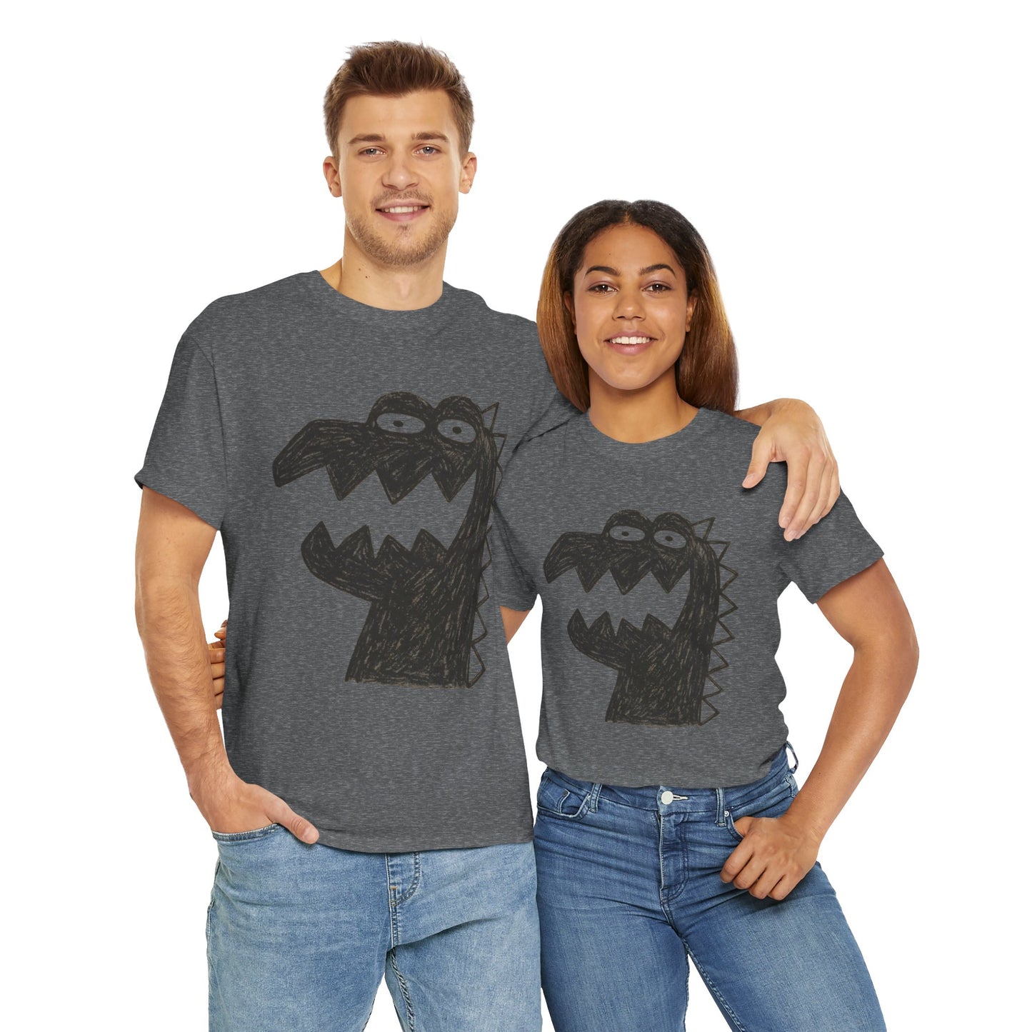 Dinosaur Graphic Tee, Unisex Cotton Shirt, Fun Casual Wear, Cute Monster Top, Gift for Kids and Teens, Birthday Celebration