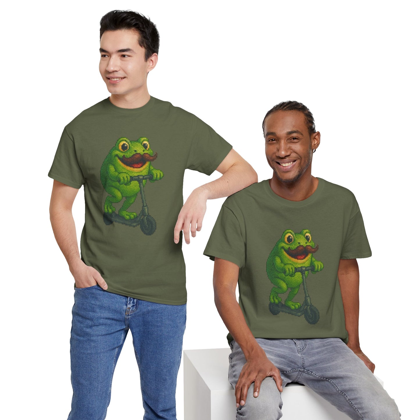 Fun Frog Scooter Tee - Unisex Heavy Cotton T-Shirt, Cute Animal Shirt, Gift for Kids & Teens, Funny Graphic Tee, Summer Wear