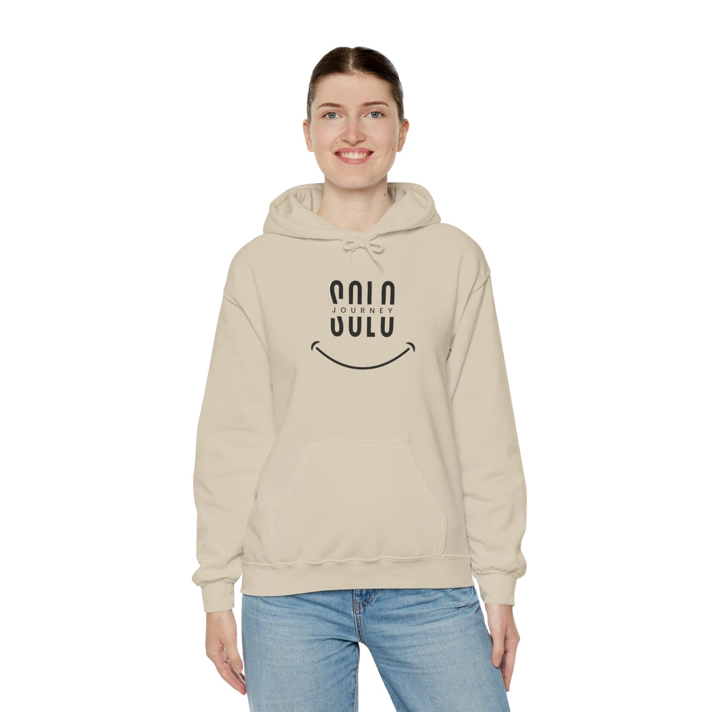 Solo Journey Oversized Boho Hoodie showcasing its vintage aesthetic pullover design made of organic cotton.