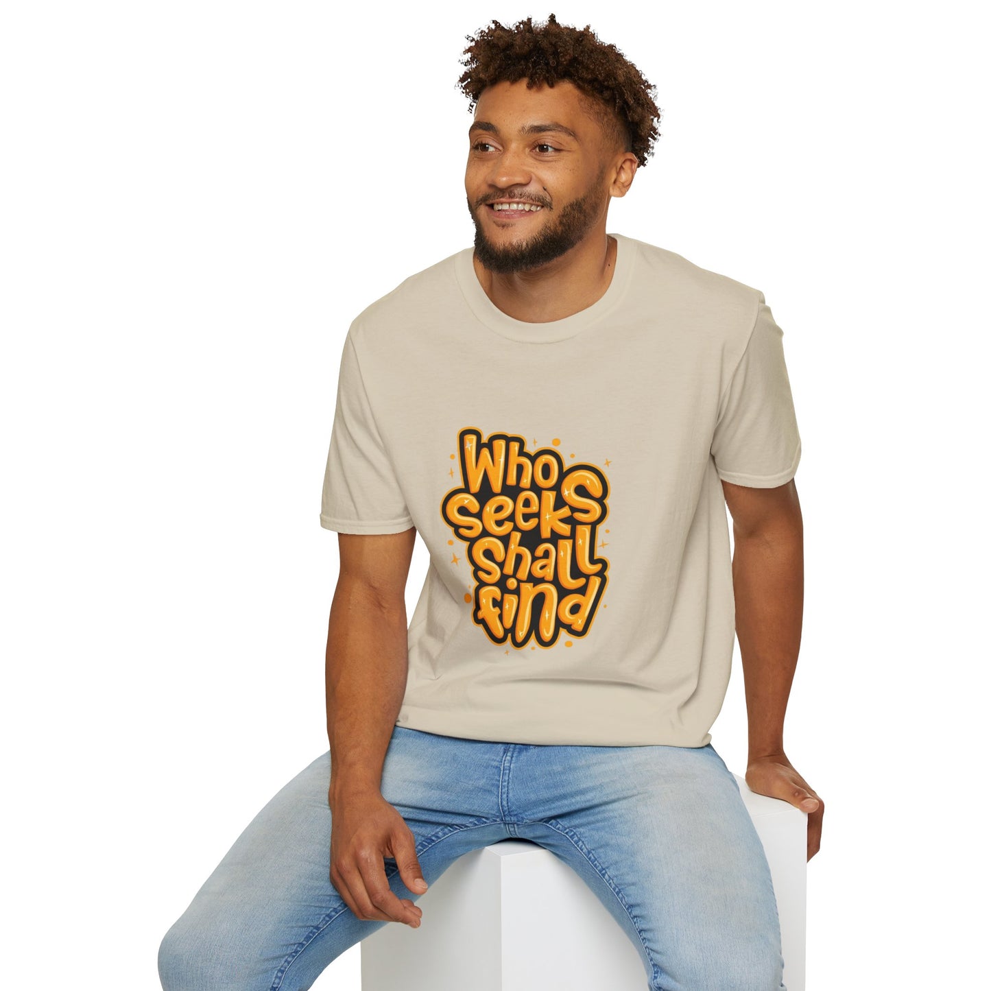 Close-up of the Unisex Organic Cotton Softstyle T-Shirt fabric, highlighting its 100% organic cotton for comfortable and sustainable casual wear.
