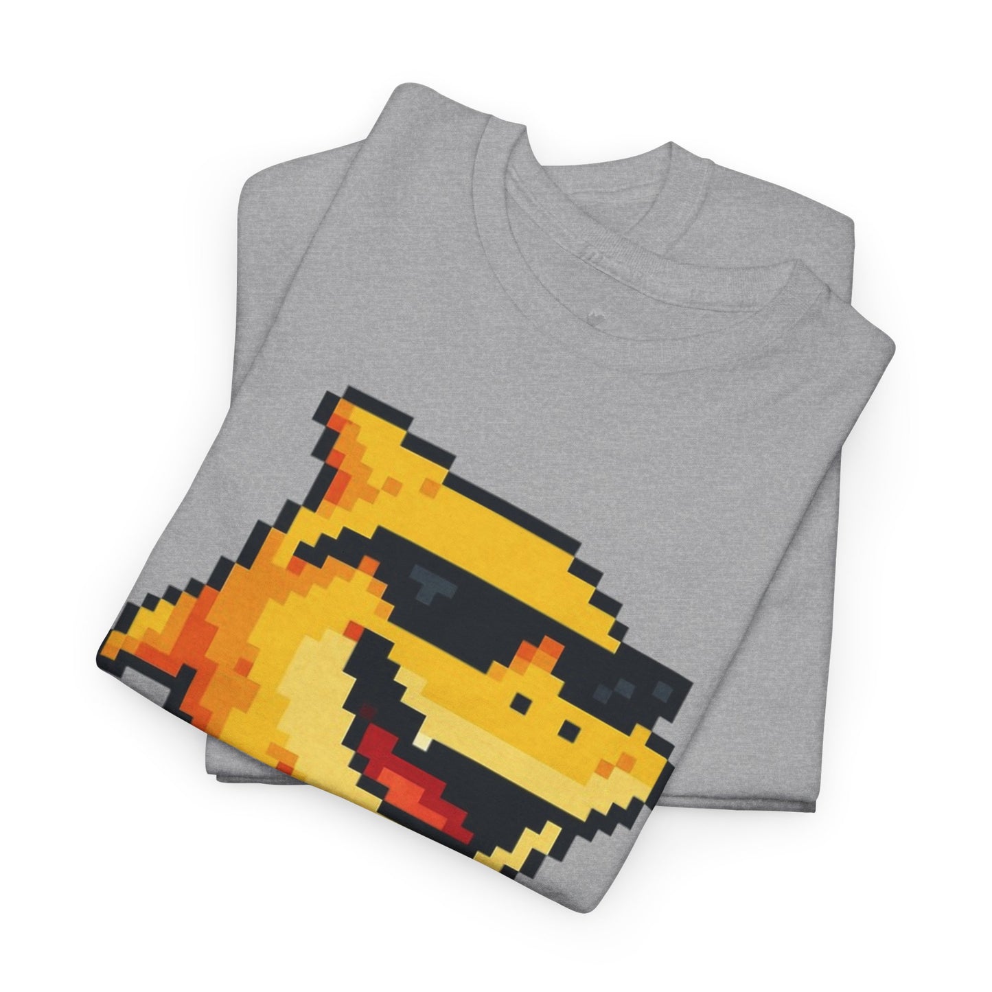 Retro Pixel Baby Shark Unisex Heavy Cotton Tee, Fun Graphic Tee, Gamer Shirt, Gift for Shark Lovers, Summer Casual Wear, Retro T-Shirt