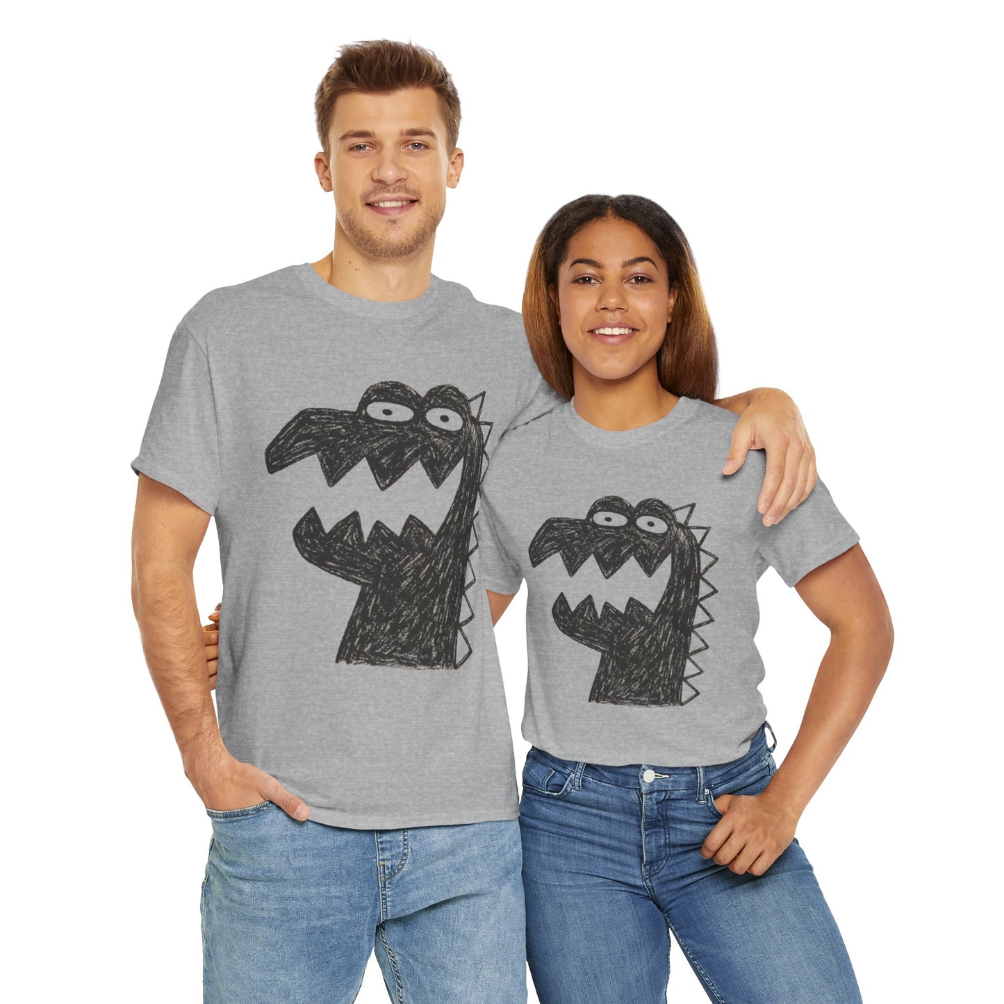 Dinosaur Graphic Tee, Unisex Cotton Shirt, Fun Casual Wear, Cute Monster Top, Gift for Kids and Teens, Birthday Celebration