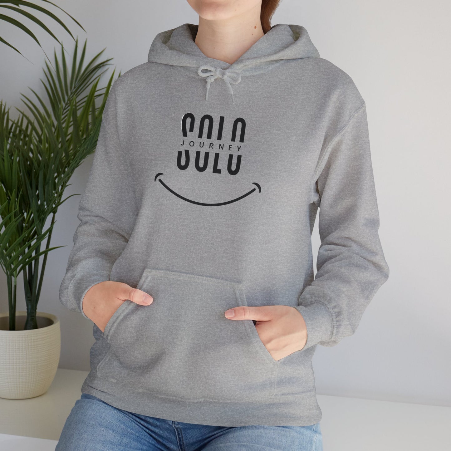 The eco-friendly print details on the Solo Journey Oversized Boho Hoodie, featuring its organic cotton craftsmanship.