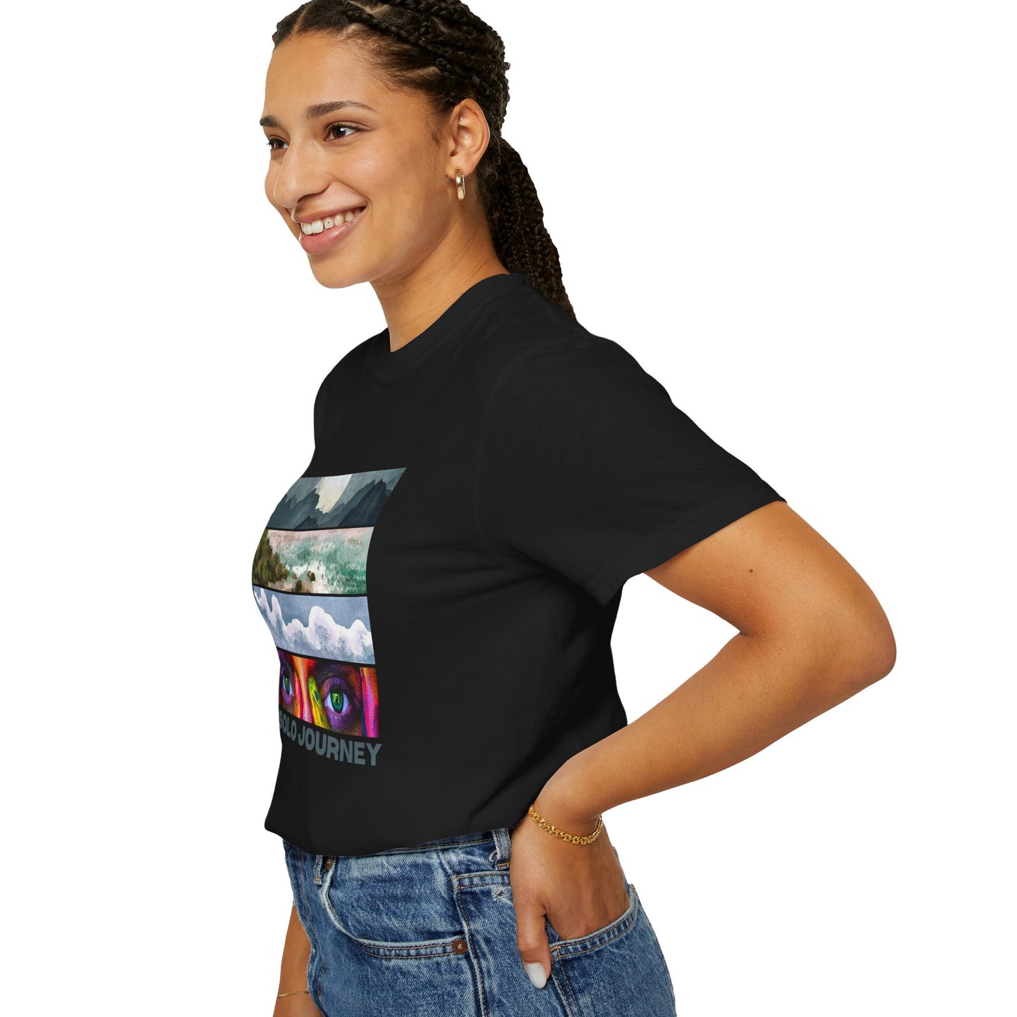Flat lay display of the Vintage Aesthetic Oversized Boho T-Shirt 07 with stylized accessories, emphasizing its eco-friendly design.