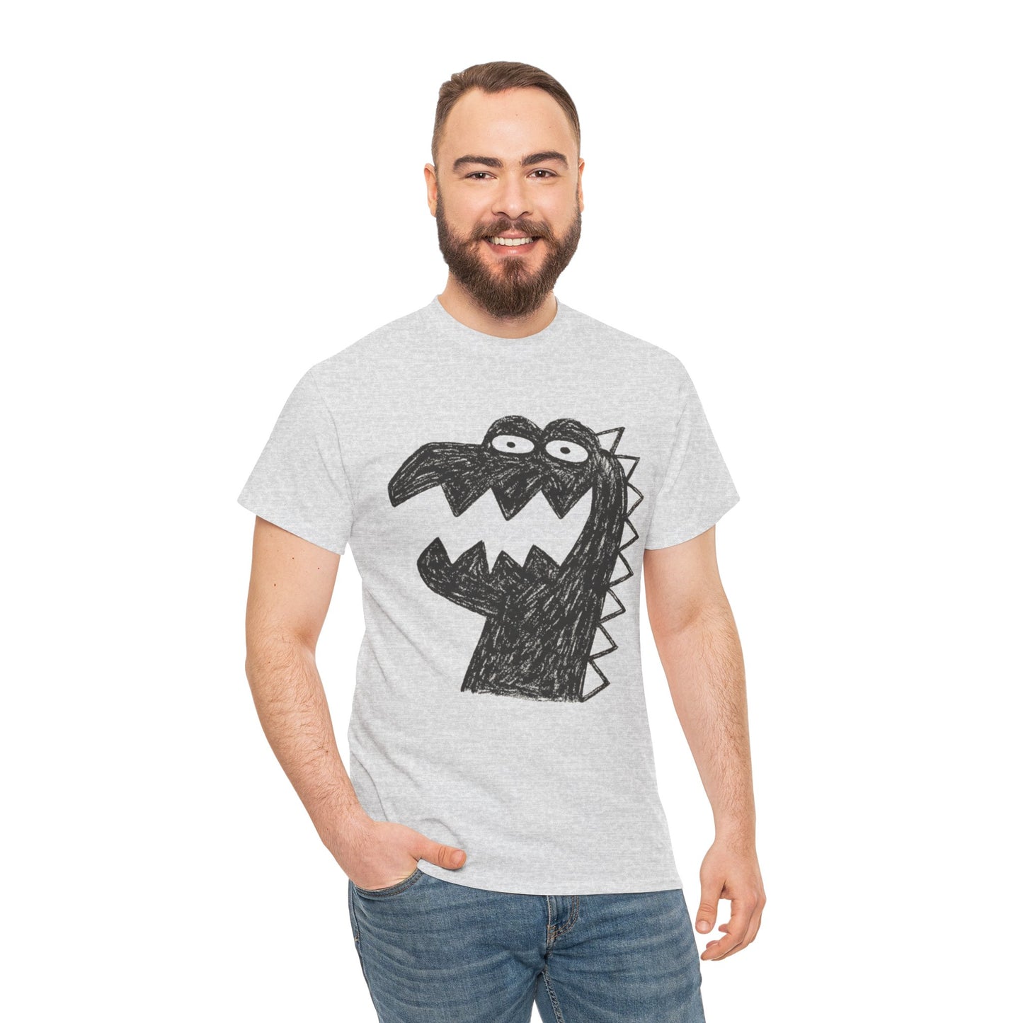 Dinosaur Graphic Tee, Unisex Cotton Shirt, Fun Casual Wear, Cute Monster Top, Gift for Kids and Teens, Birthday Celebration
