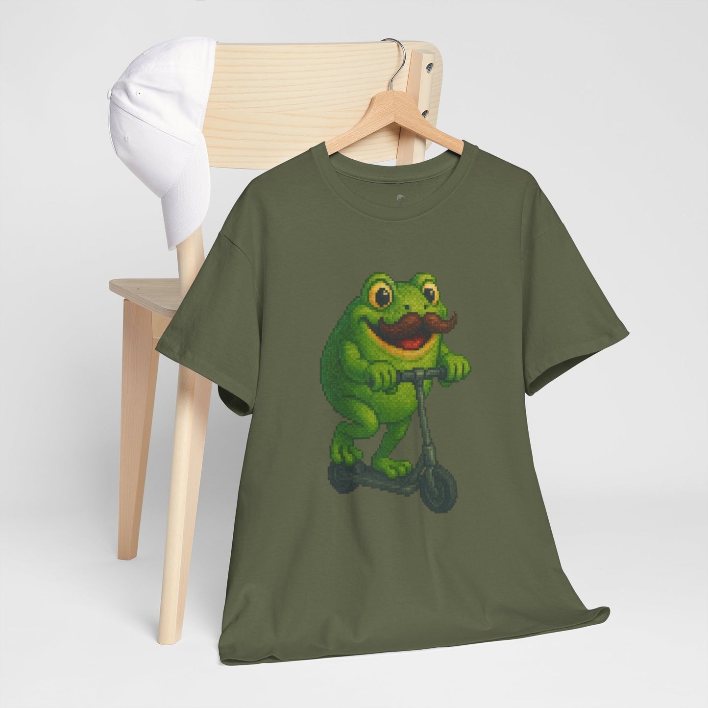 Fun Frog Scooter Tee - Unisex Heavy Cotton T-Shirt, Cute Animal Shirt, Gift for Kids & Teens, Funny Graphic Tee, Summer Wear