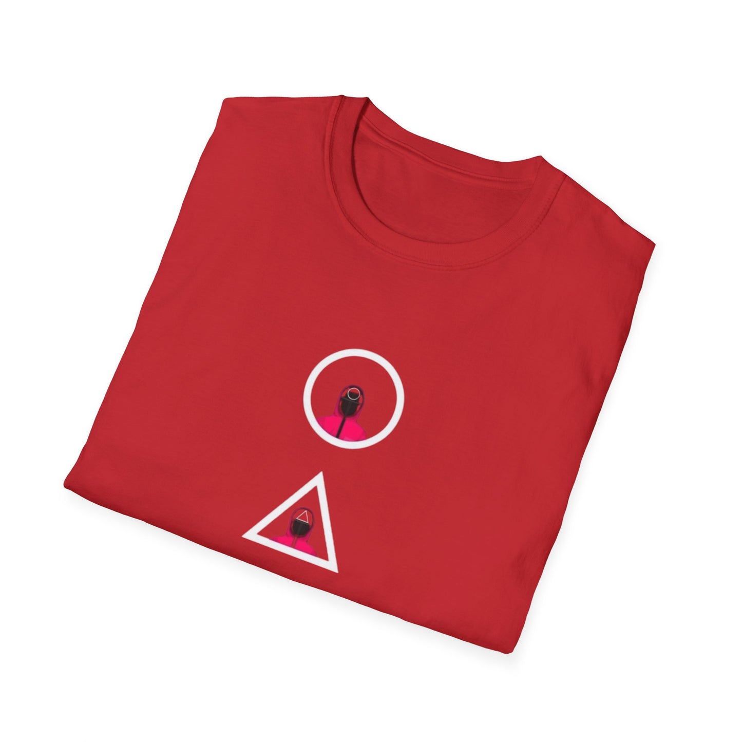Unisex Softstyle T-Shirt - Eco-Friendly 100% Cotton Minimalist Graphic Tee for Casual Wear displayed on a hanger in a stylish boutique.