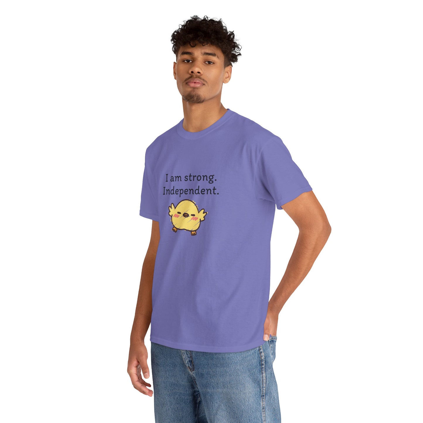 Empowering Chick Graphic Unisex Heavy Cotton Tee - "I am strong. Independent."