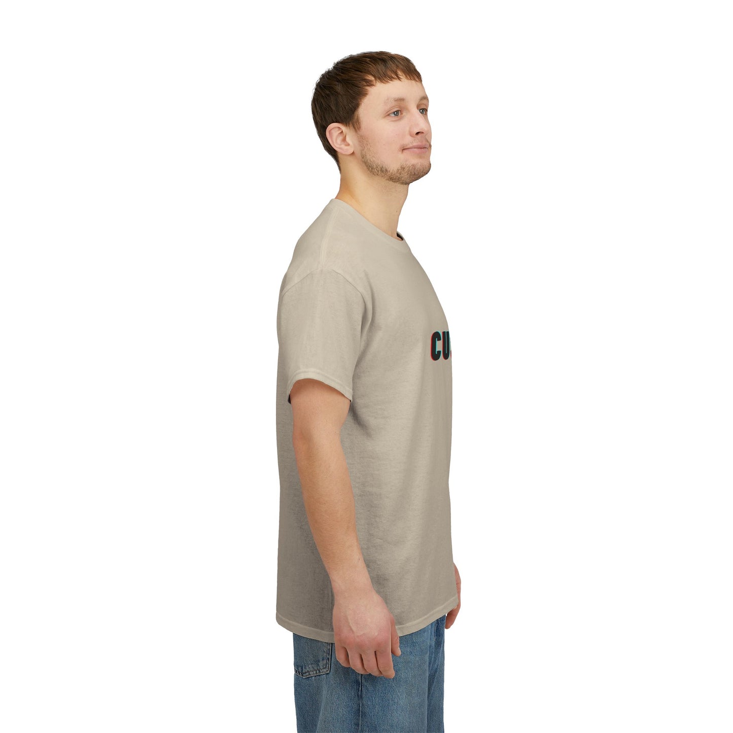 Personalized Unisex Heavy Cotton Tee featuring customizable graphic designs, eco-friendly fabric made from organic cotton, perfect for casual wear.