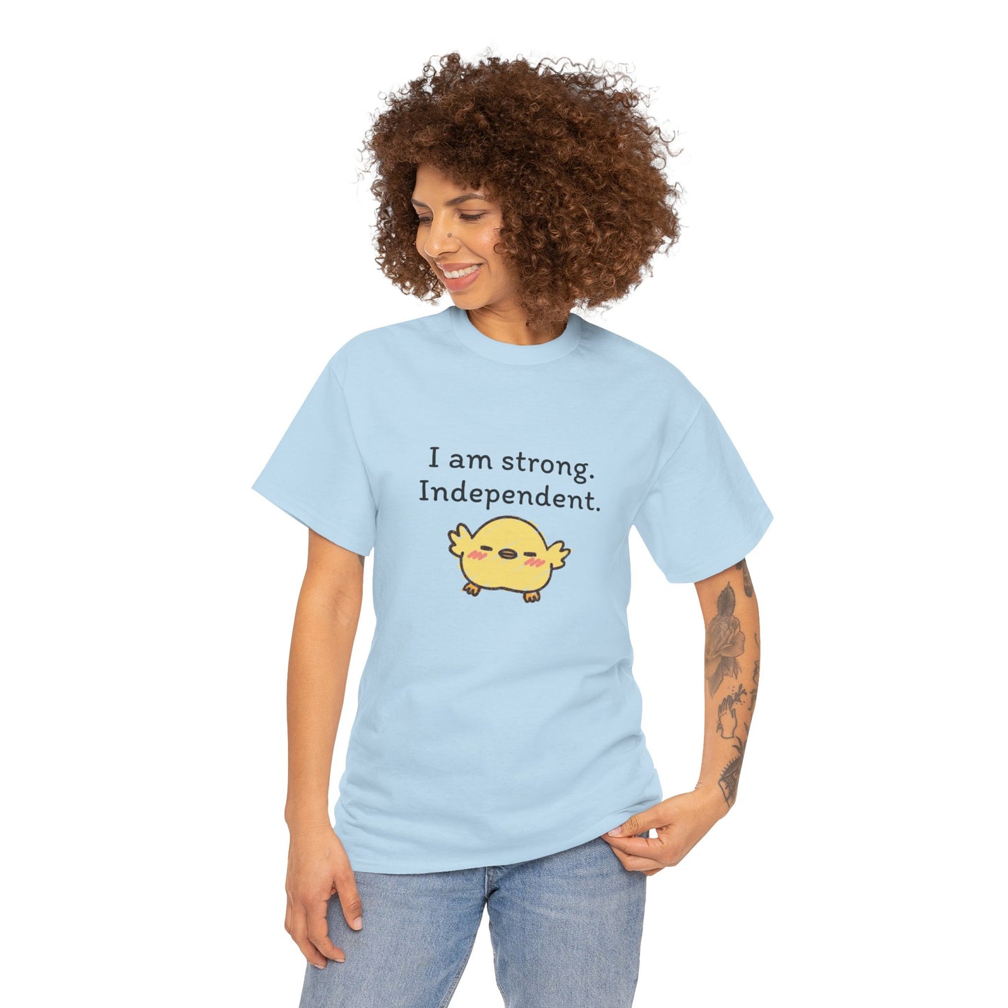 Empowering Chick Graphic Unisex Heavy Cotton Tee - "I am strong. Independent."