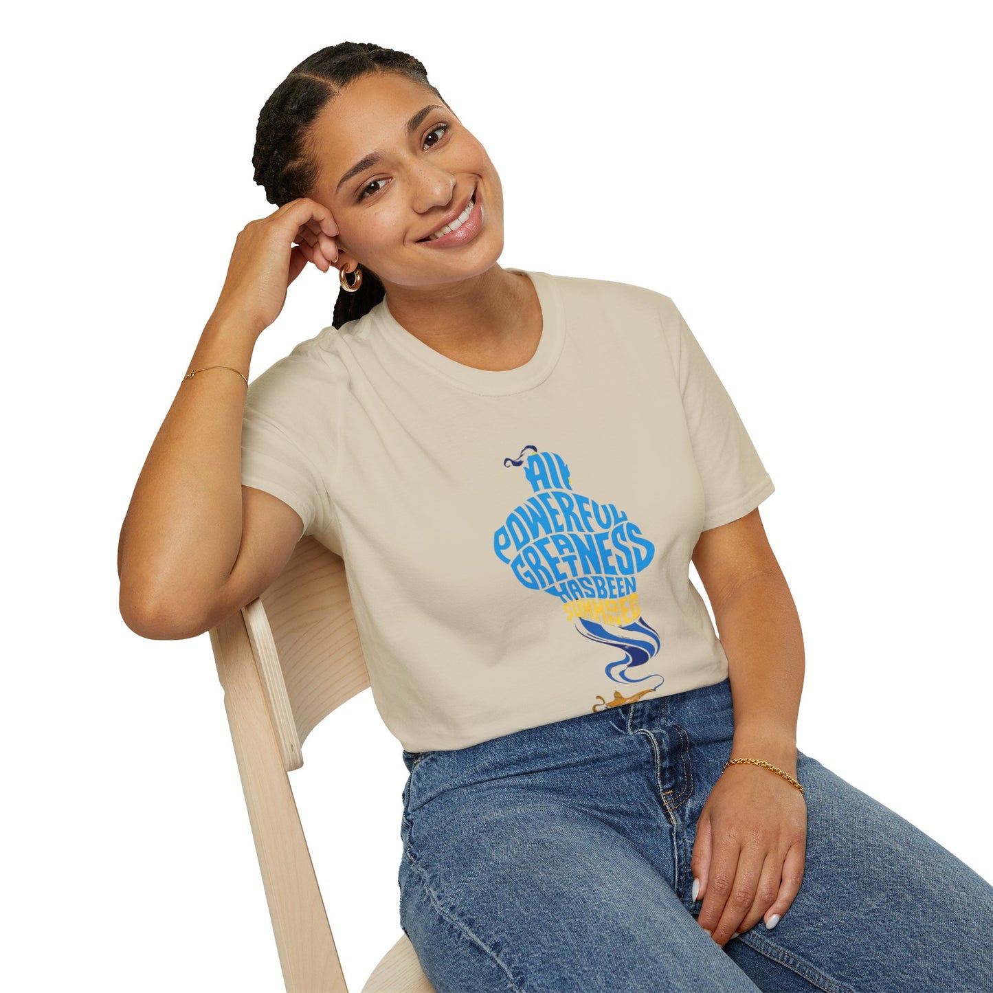 All Powerful Greatness Genie in a Bottle - Unisex Softstyle T-Shirt Art