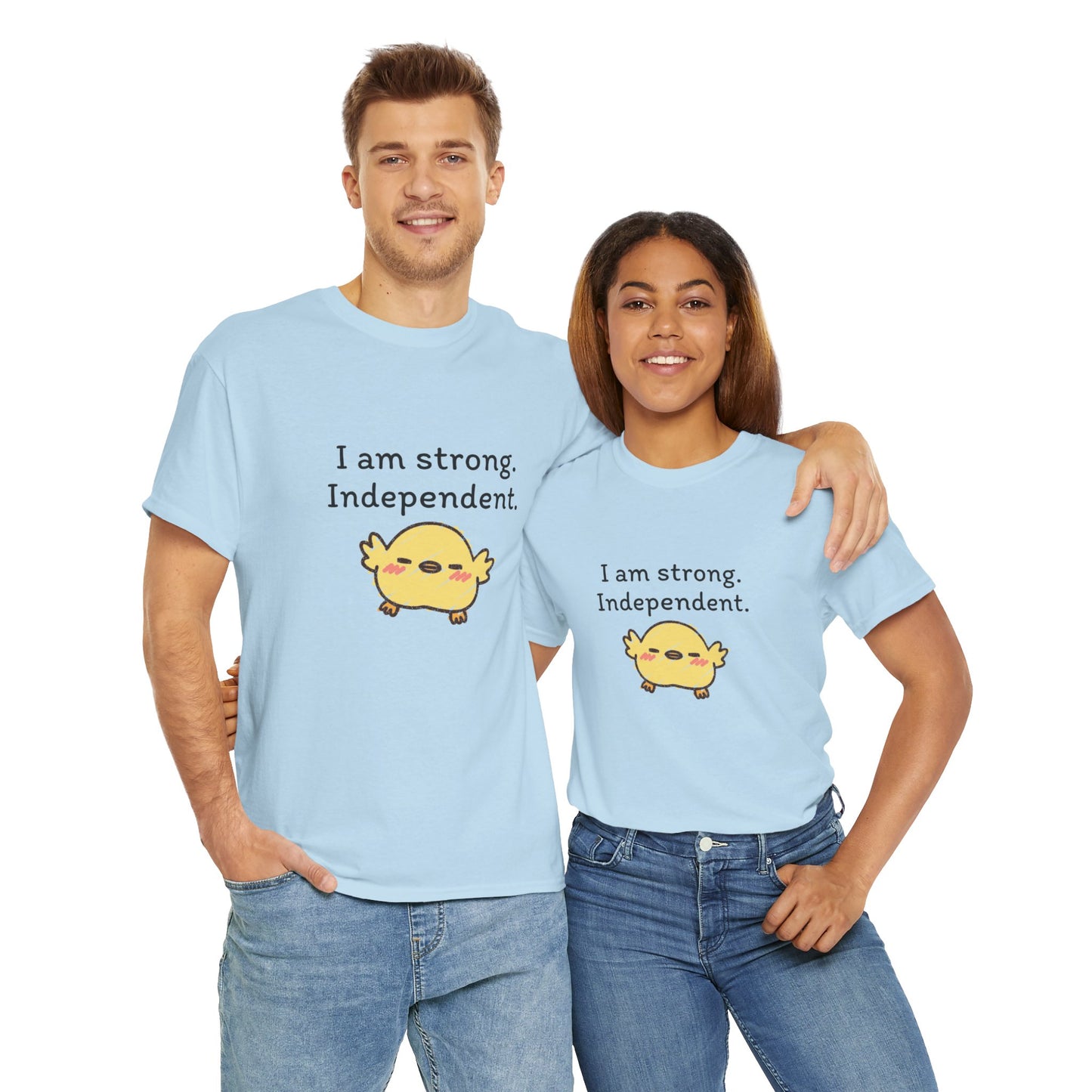 Empowering Chick Graphic Unisex Heavy Cotton Tee - "I am strong. Independent."
