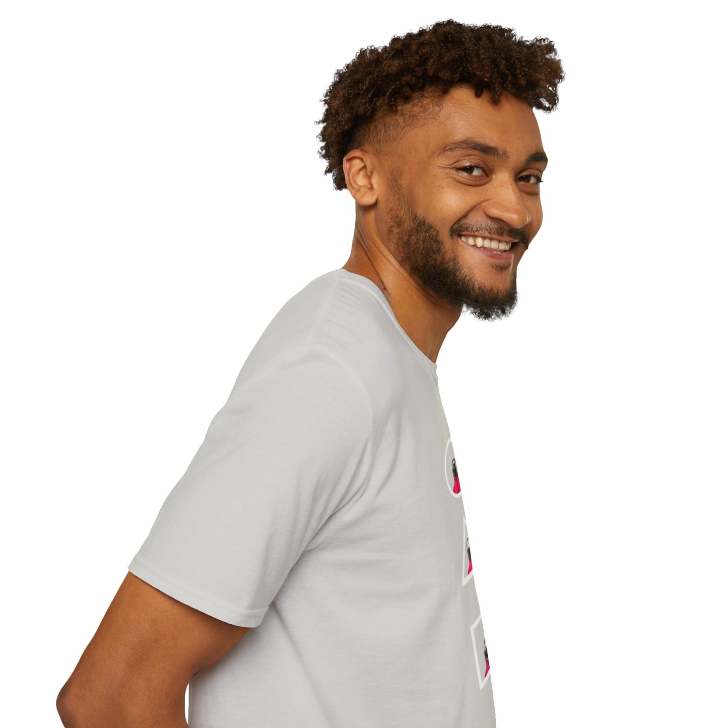 Unisex Softstyle T-Shirt - Eco-Friendly 100% Cotton Minimalist Graphic Tee in a casual outdoor setting.
