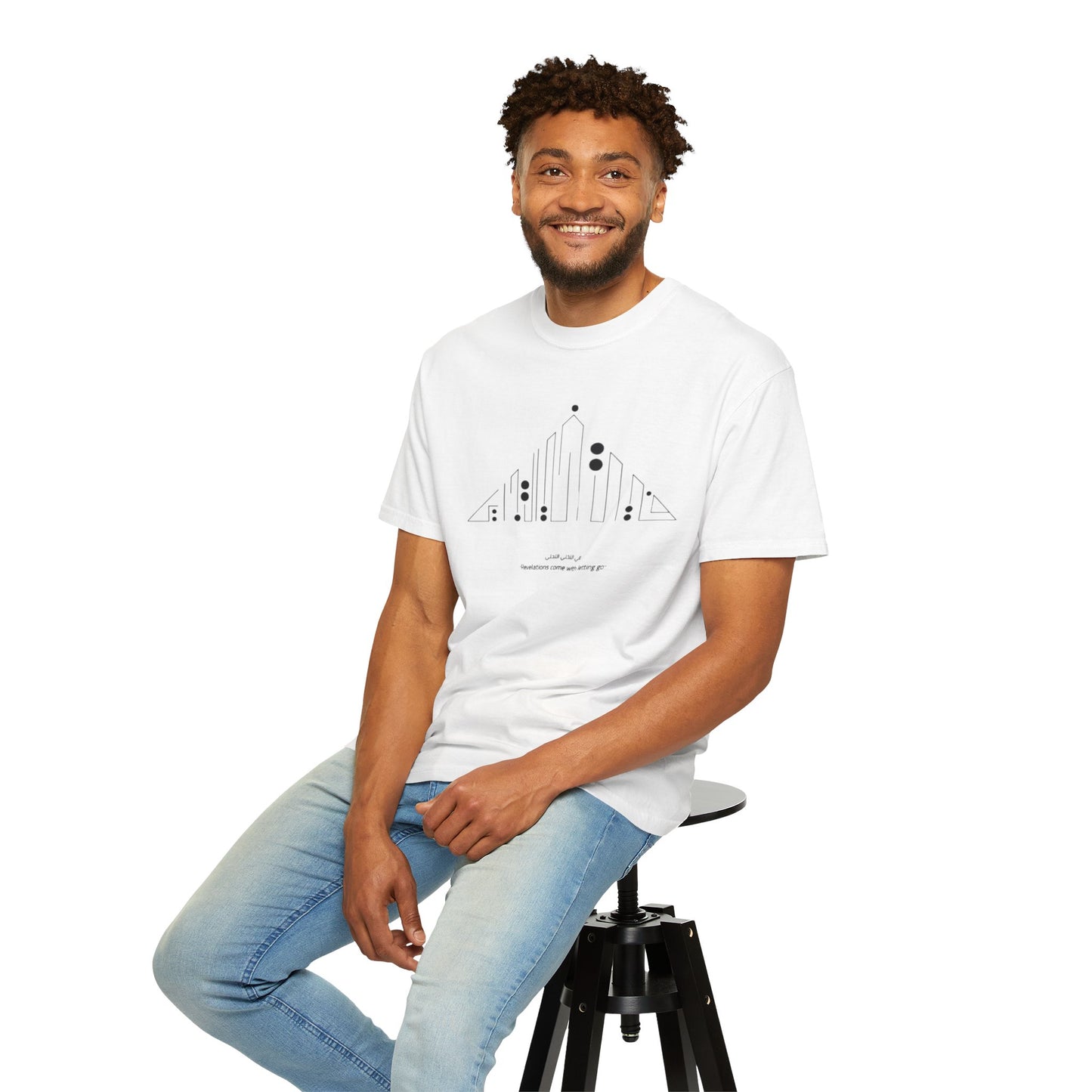 Model wearing the Vintage Aesthetic Oversized Boho T-Shirt, illustrating its versatile styling options and comfortable oversized fit.