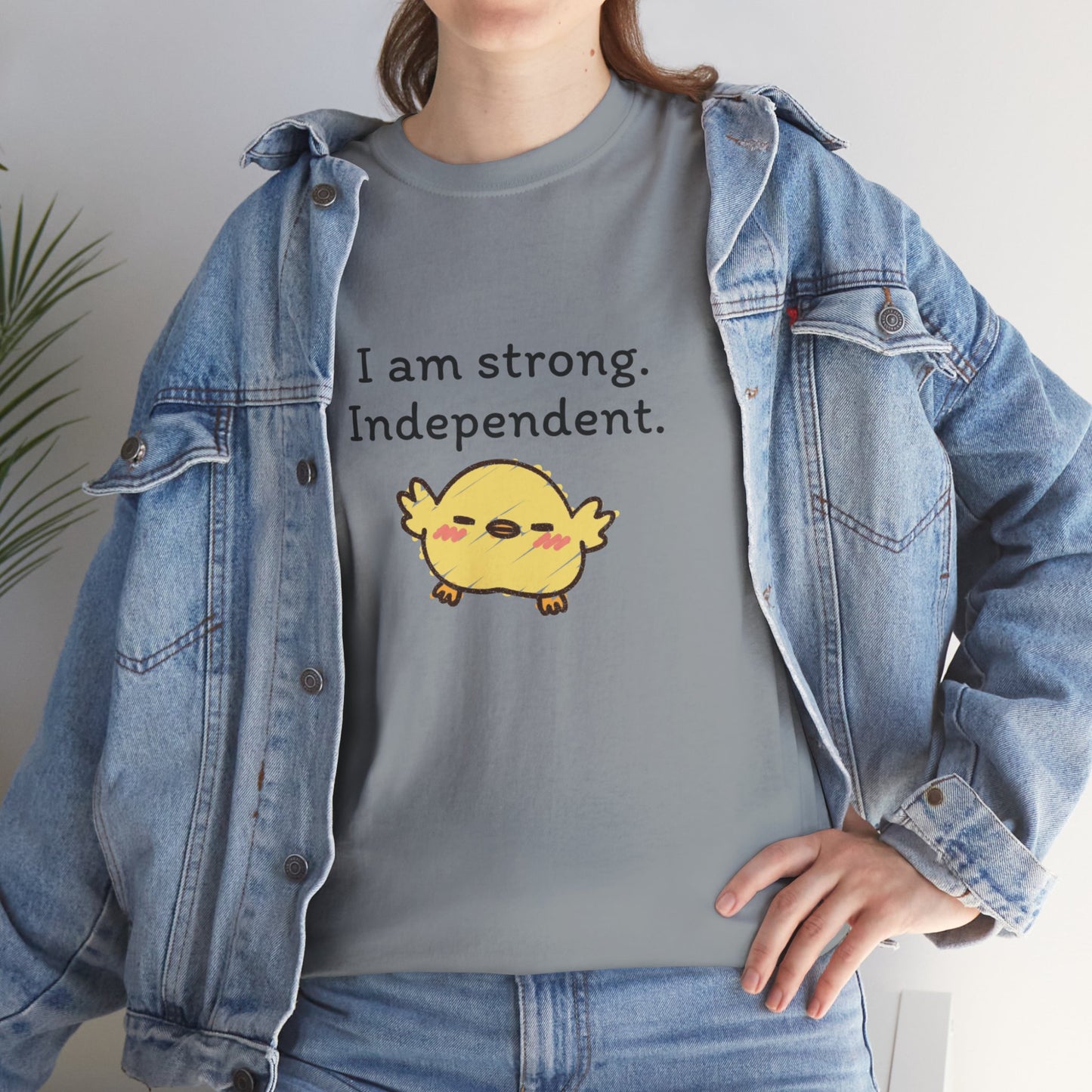 Empowering Chick Graphic Unisex Heavy Cotton Tee - "I am strong. Independent."