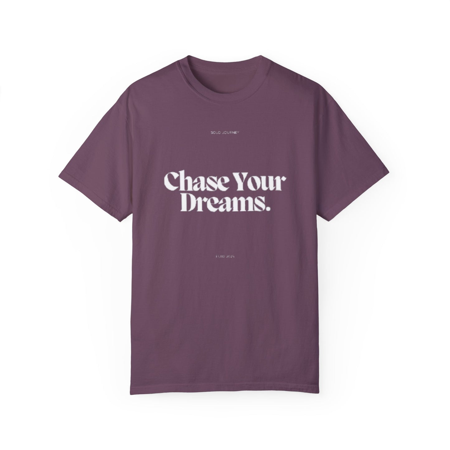 Chase Your Dreams Vintage Aesthetic Pullover - Eco-Friendly Oversized Boho T-Shirt displayed flat, focusing on the artistic hand-drawn graphics and eco-friendly features.