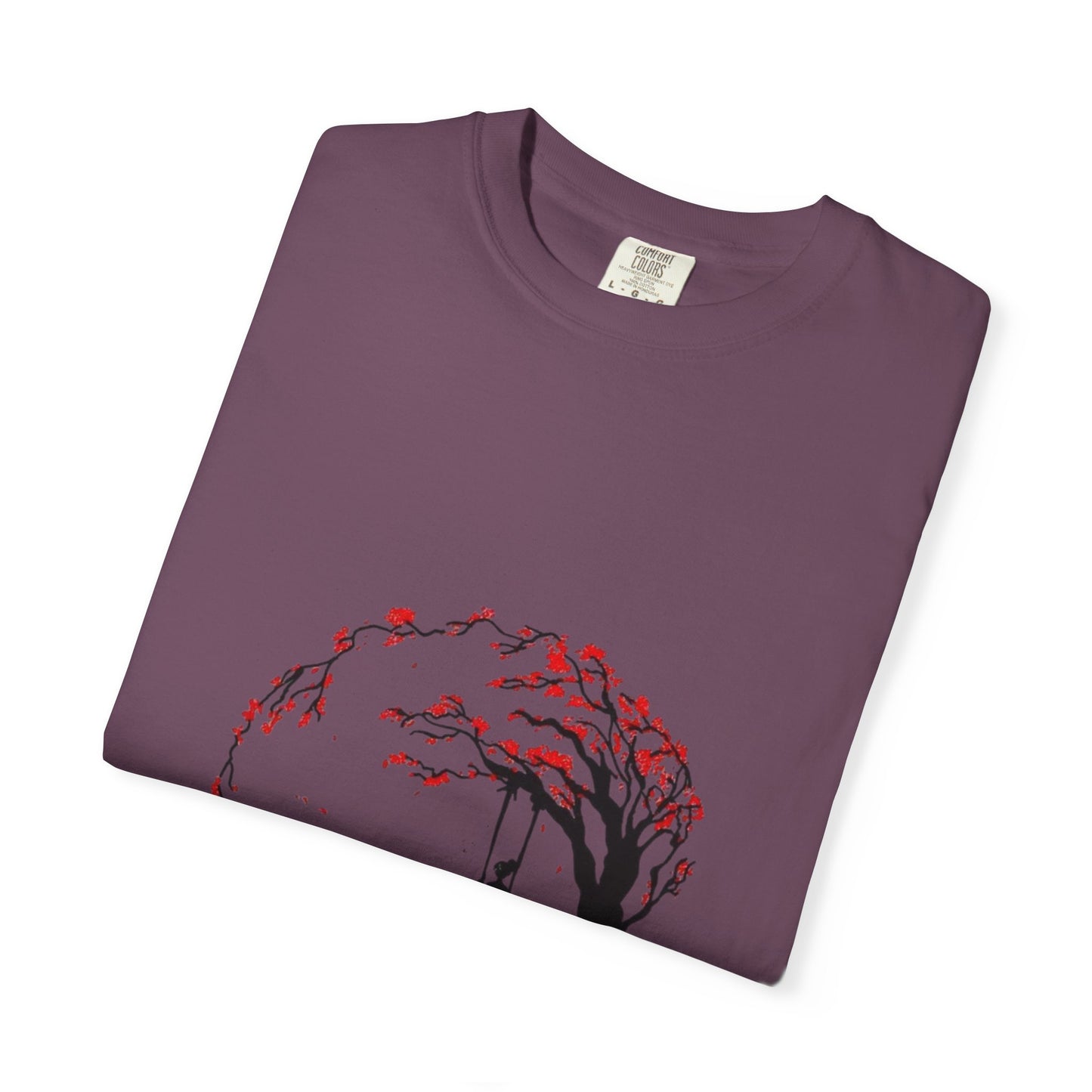 Cherry Blossom Unisex T-Shirt showcasing a unique graphic design made from 100% organic cotton, ideal for sustainable fashion enthusiasts.