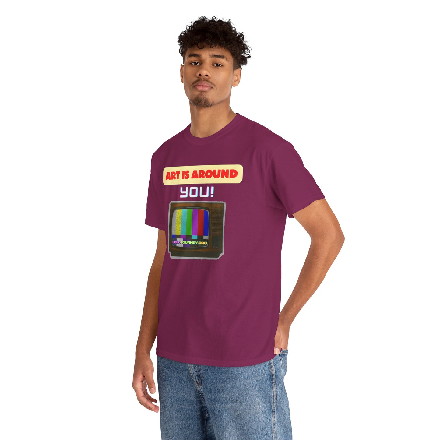 Retro Art Unisex Heavy Cotton Tee - Fun and Colorful Graphic T-Shirt for Art Lovers, Gift for Artists, Casual Wear, Art Inspired Apparel