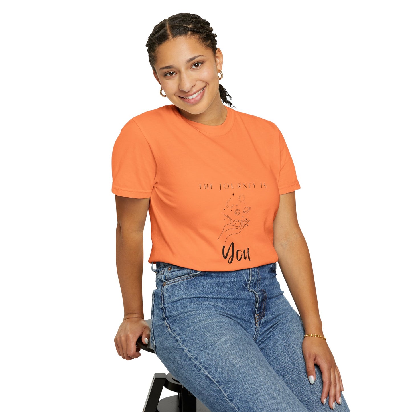 Vintage Aesthetic Oversized Boho T-Shirt Pullover displayed on a rustic wooden background, showcasing its eco-friendly organic cotton fabric.