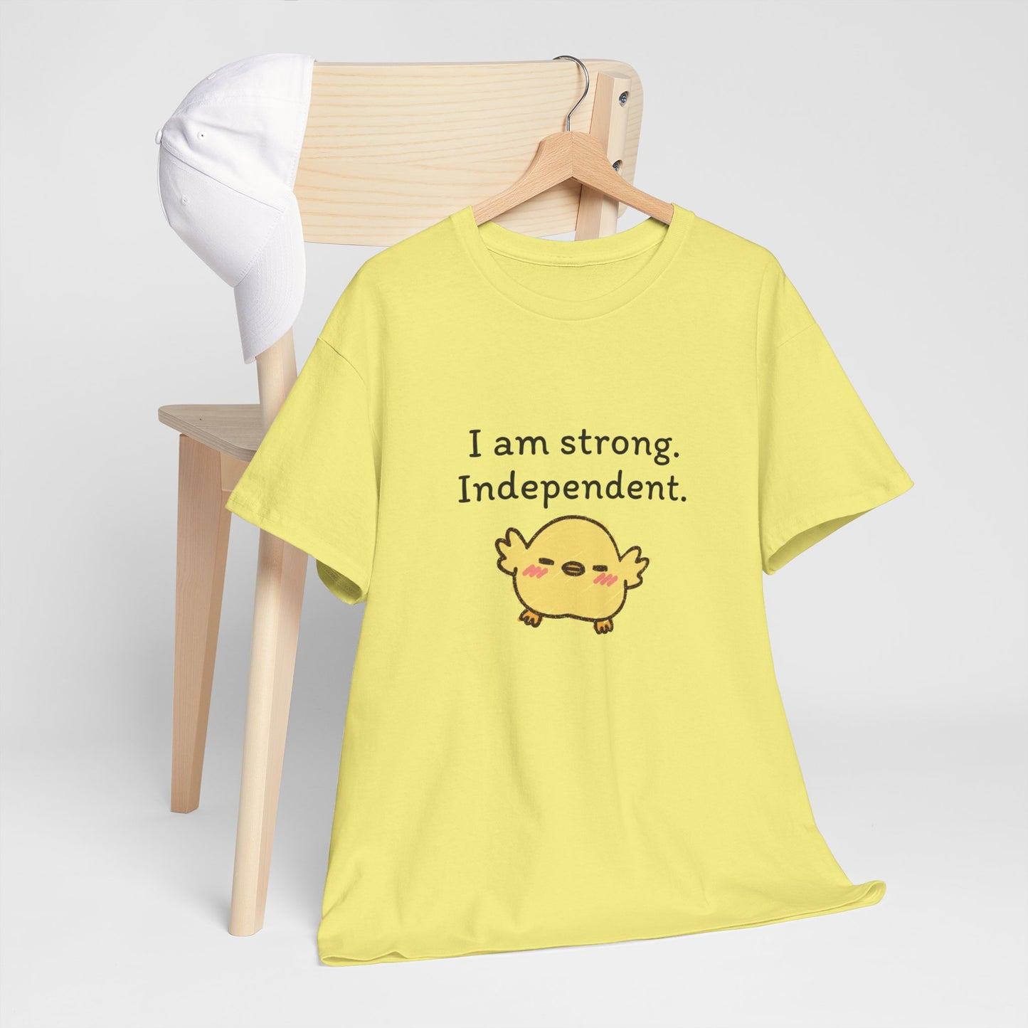 Empowering Chick Graphic Unisex Heavy Cotton Tee - "I am strong. Independent."