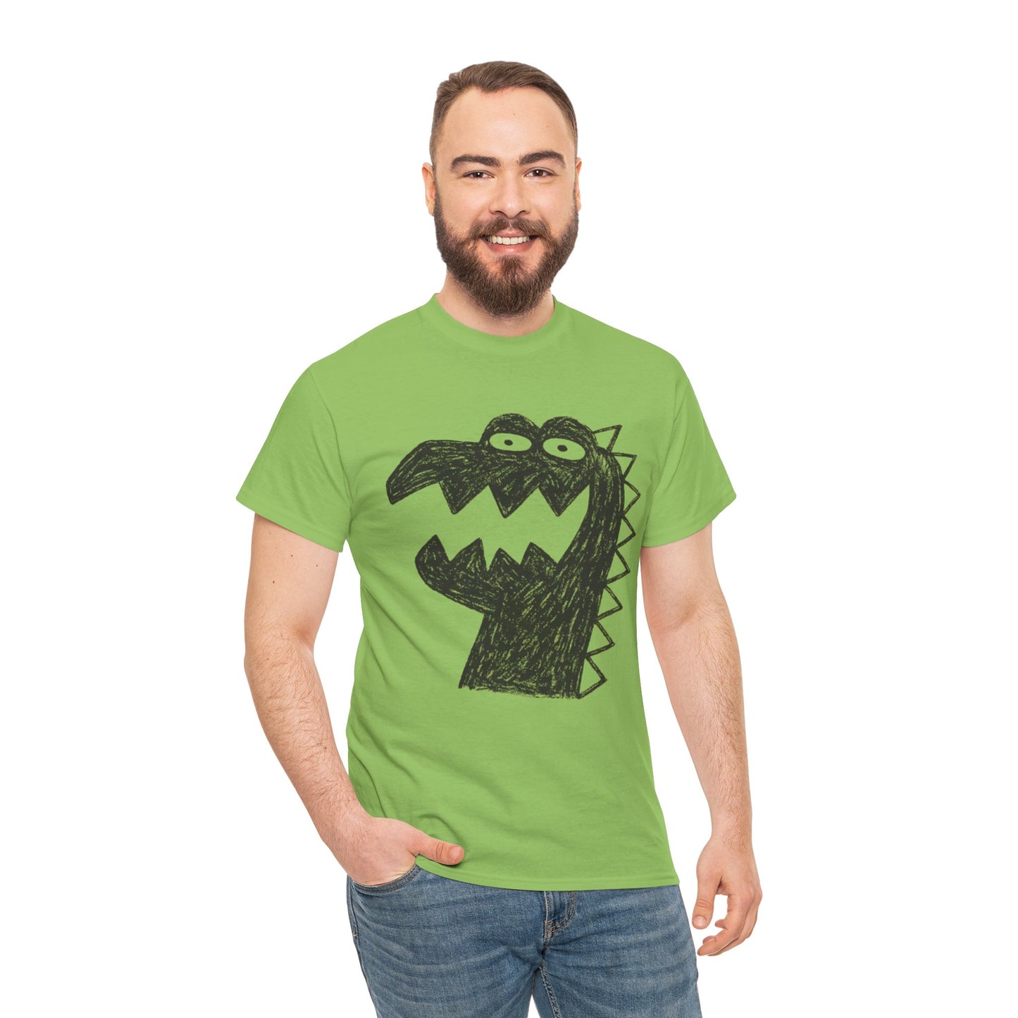 Dinosaur Graphic Tee, Unisex Cotton Shirt, Fun Casual Wear, Cute Monster Top, Gift for Kids and Teens, Birthday Celebration