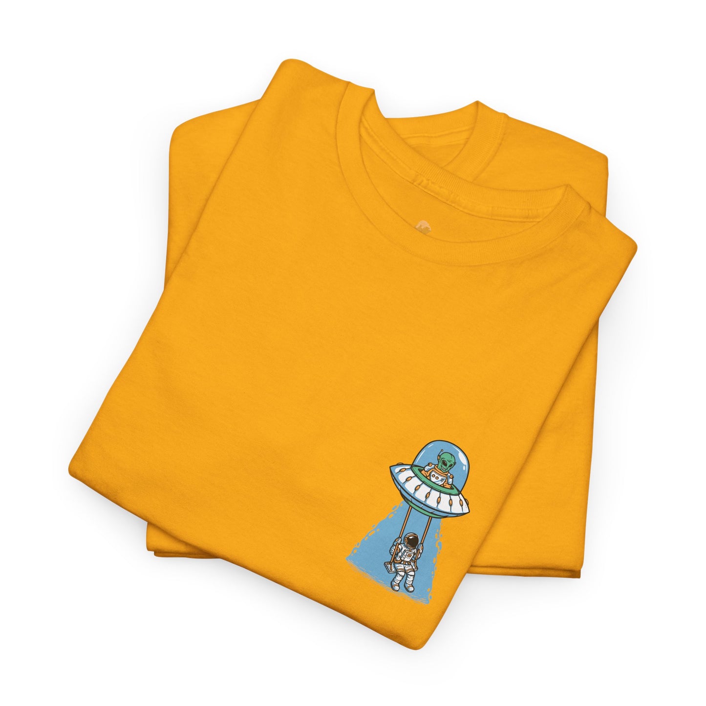 UFO Dancing in Space - Whimsical Unisex Heavy Cotton Tee with Playful Design