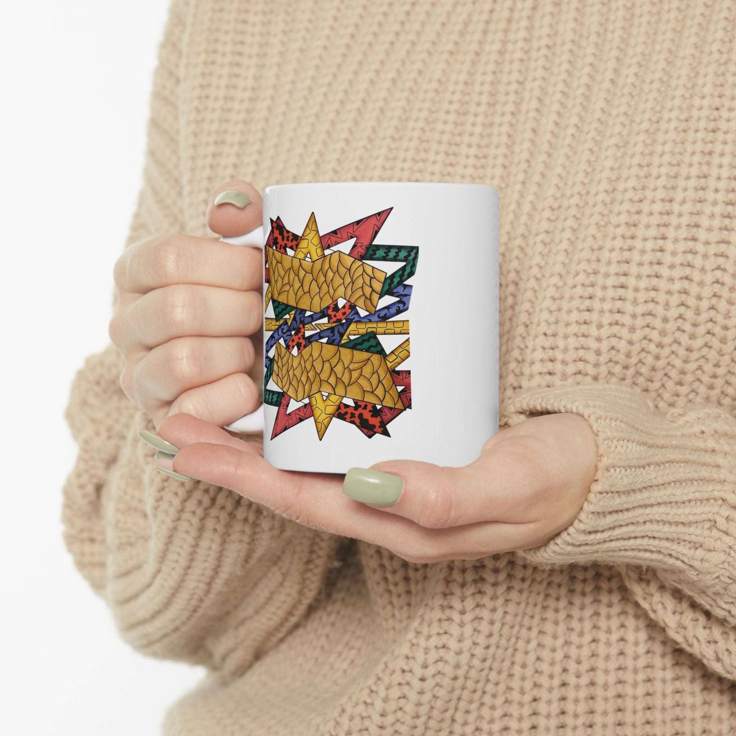 Colorful Geometric Ceramic Mug - Perfect for Coffee Lovers and Gifting by @almatar.art