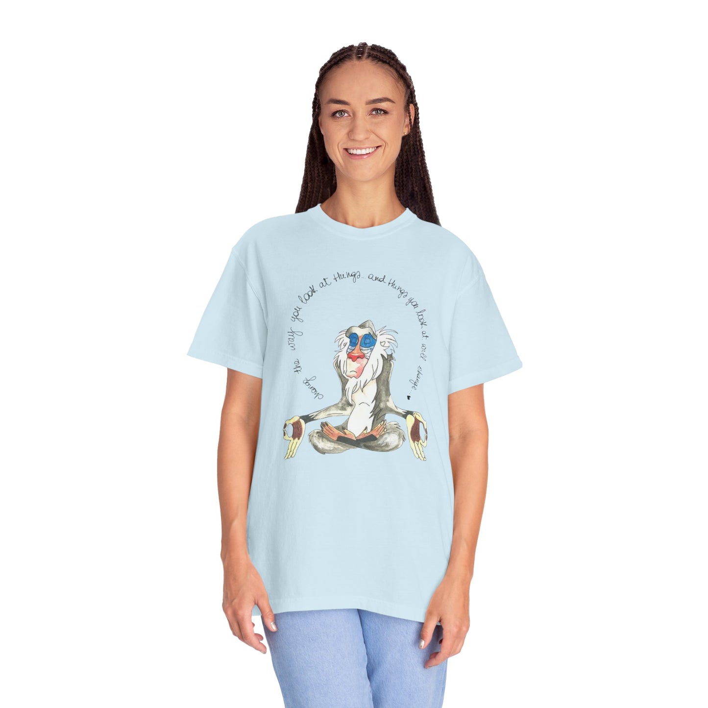 Group of friends wearing the Monkey Legend Graphic Art Oversized Boho Pullover Tee, perfect for festivals and casual outings, promoting sustainable fashion.