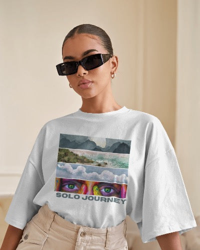 Solo Journeys Signature - Vintage Aesthetic Outfit, Oversized Boho Tshirt 07