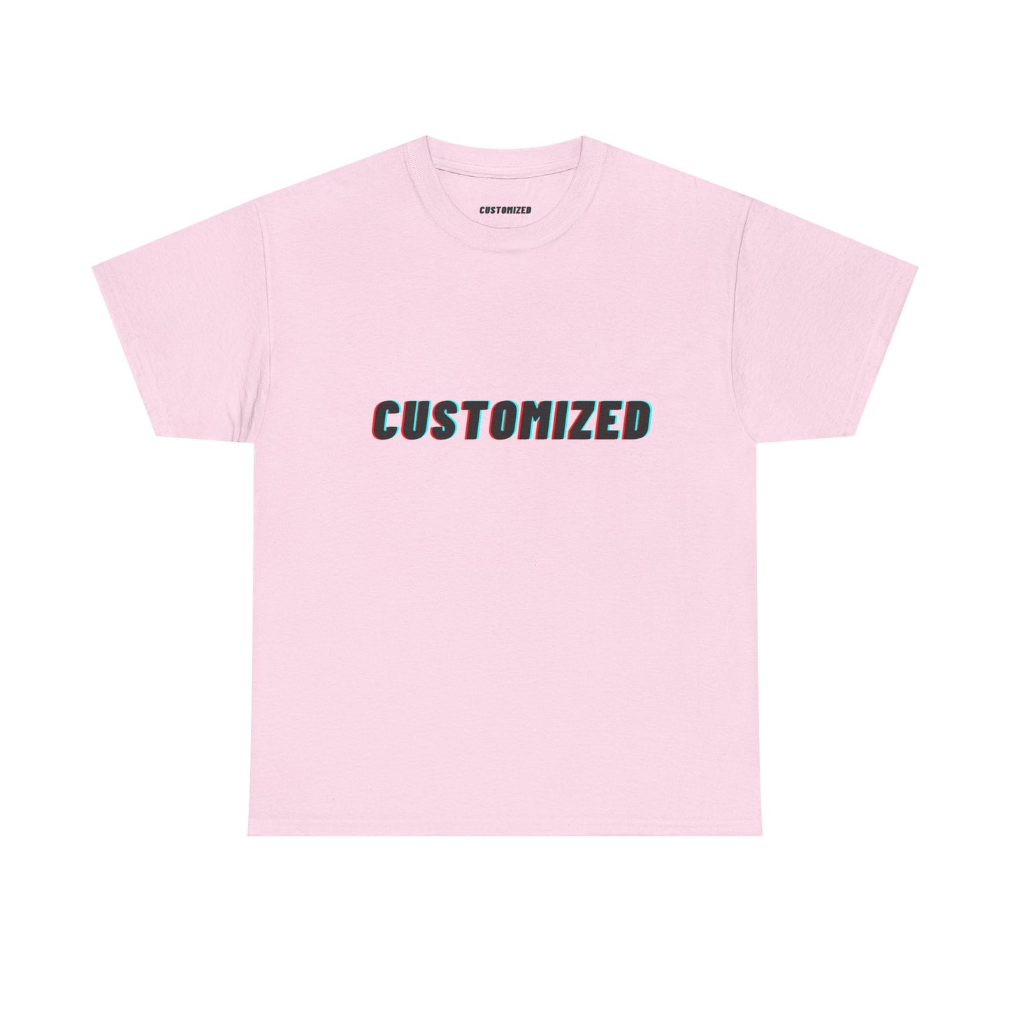 Personalized Unisex Heavy Cotton Tee displayed in a bright garden, showcasing its eco-friendly fabric and vibrant graphic design.