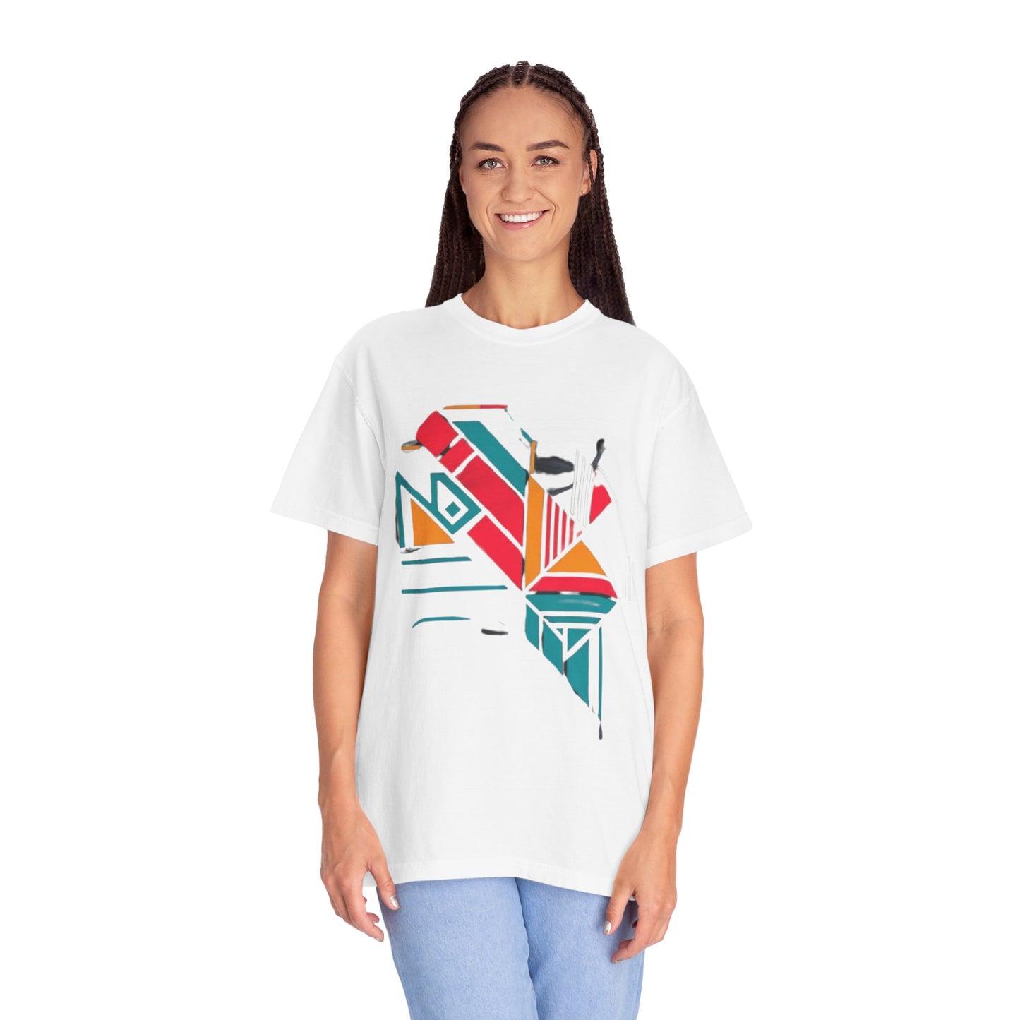A model wearing the Eagle Eye Vintage Aesthetic Oversized Pullover T-Shirt, embracing comfort and style in a casual setting.