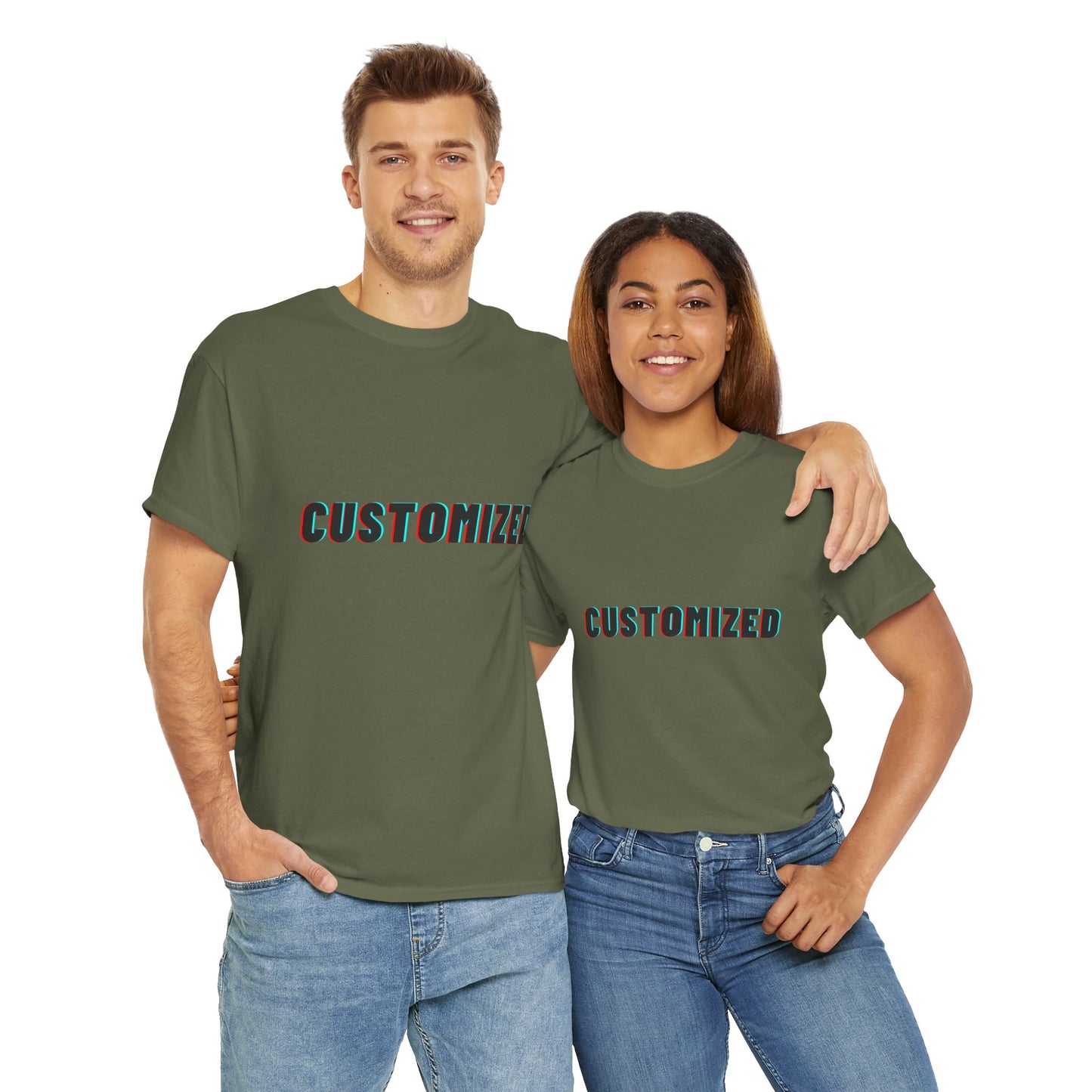 Close-up view of Personalized Unisex Heavy Cotton Tee - Eco-Friendly, Comfortable, Custom Graphic Wear showcasing its soft, organic cotton fabric.