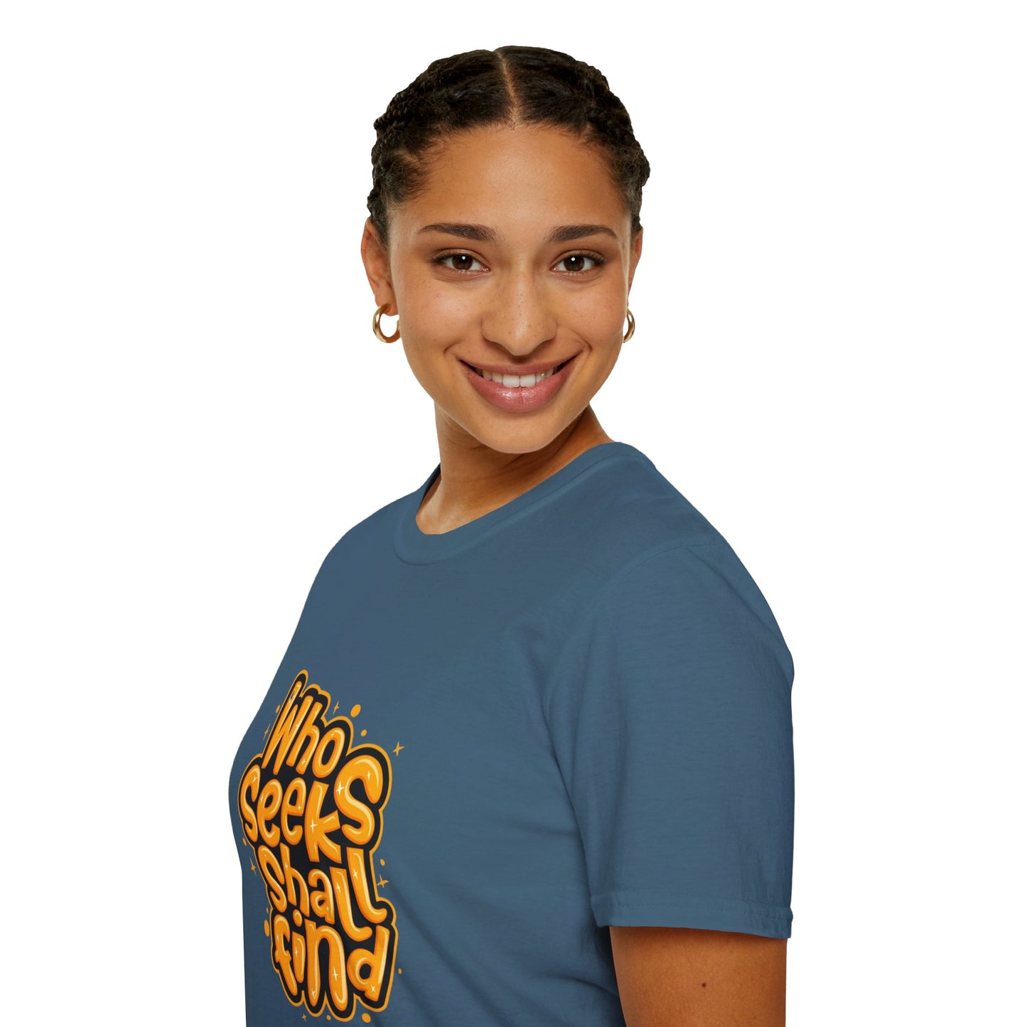 Model wearing the Unisex Organic Cotton Softstyle T-Shirt - Eco-Friendly, Comfortable, Stylish Casual Wear during an outdoor festival, showcasing a relaxed fit.