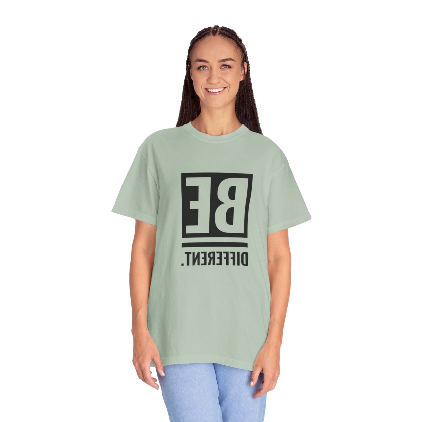 Back view of the Be Different Art Graphic Oversized Boho T-Shirt, highlighting its relaxed fit perfect for casual outings.