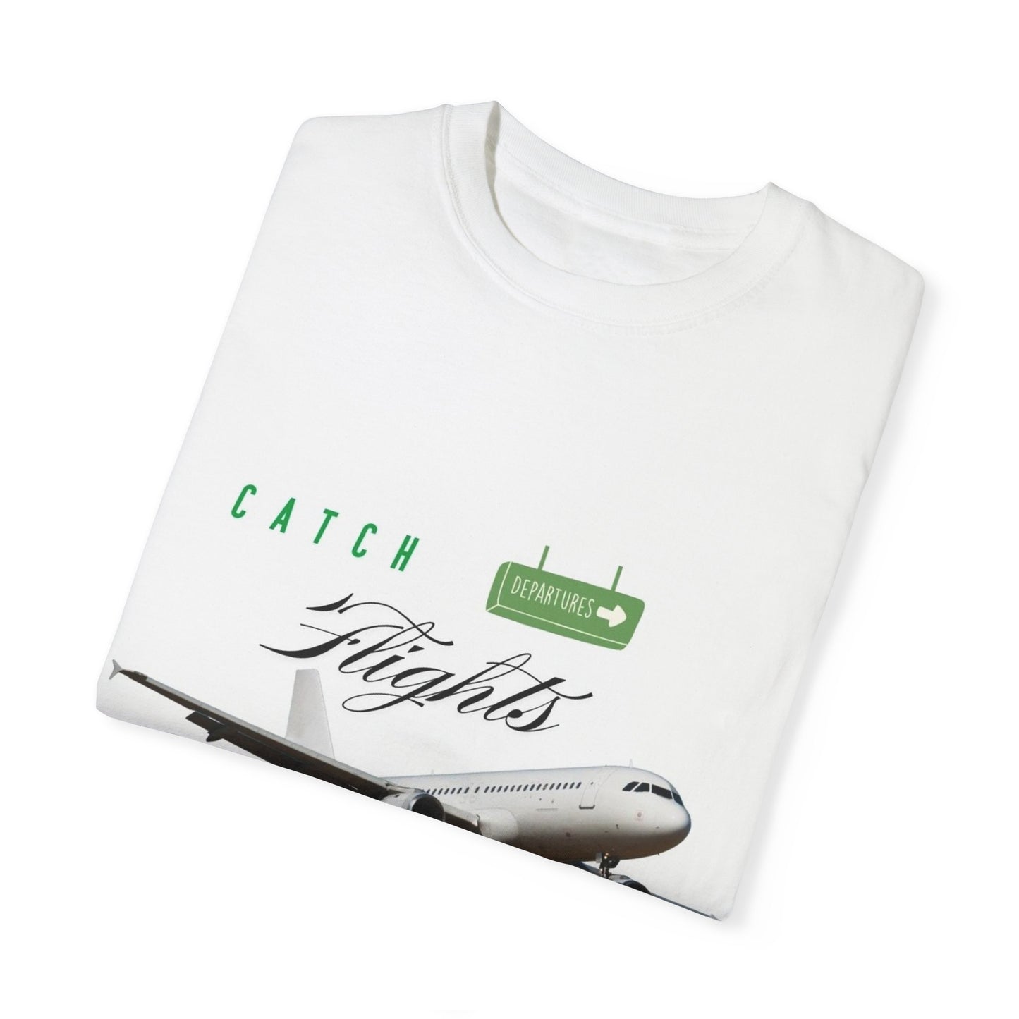 Fashion display of the Catch Flights And Feelings Oversized Crewneck - Eco-Friendly Organic Cotton Pullover T-Shirt styled with jeans, illustrating versatility for various occasions.