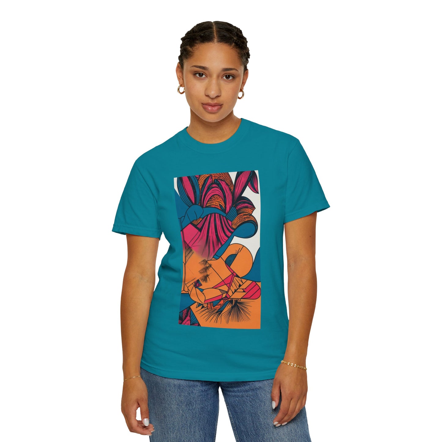 Berry Masterpiece Oversized Boho T-Shirt 09 styled with jeans and accessories, highlighting its versatility for casual wear.