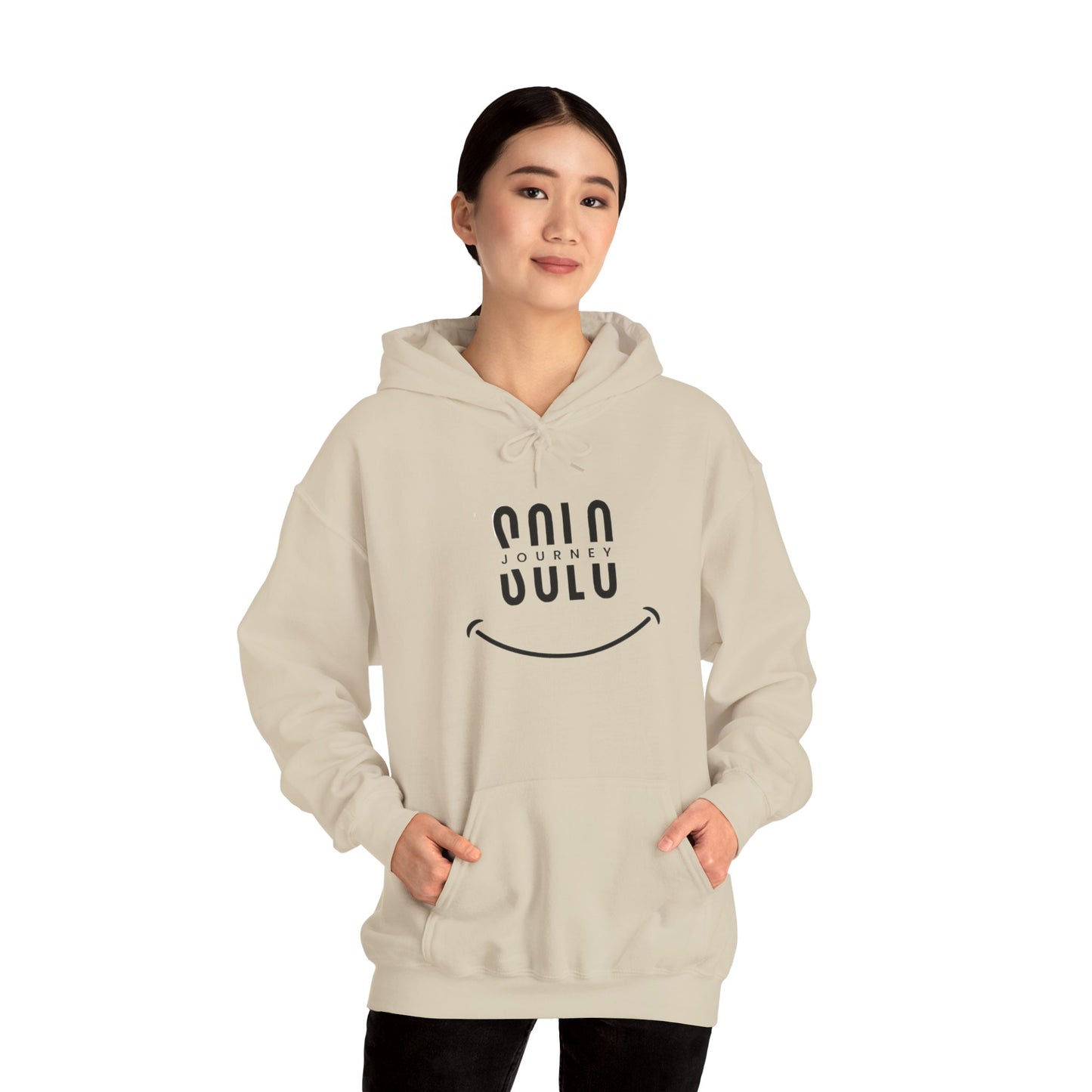 Model wearing the Solo Journey Oversized Boho Hoodie, emphasizing its relaxed fit and bohemian style.