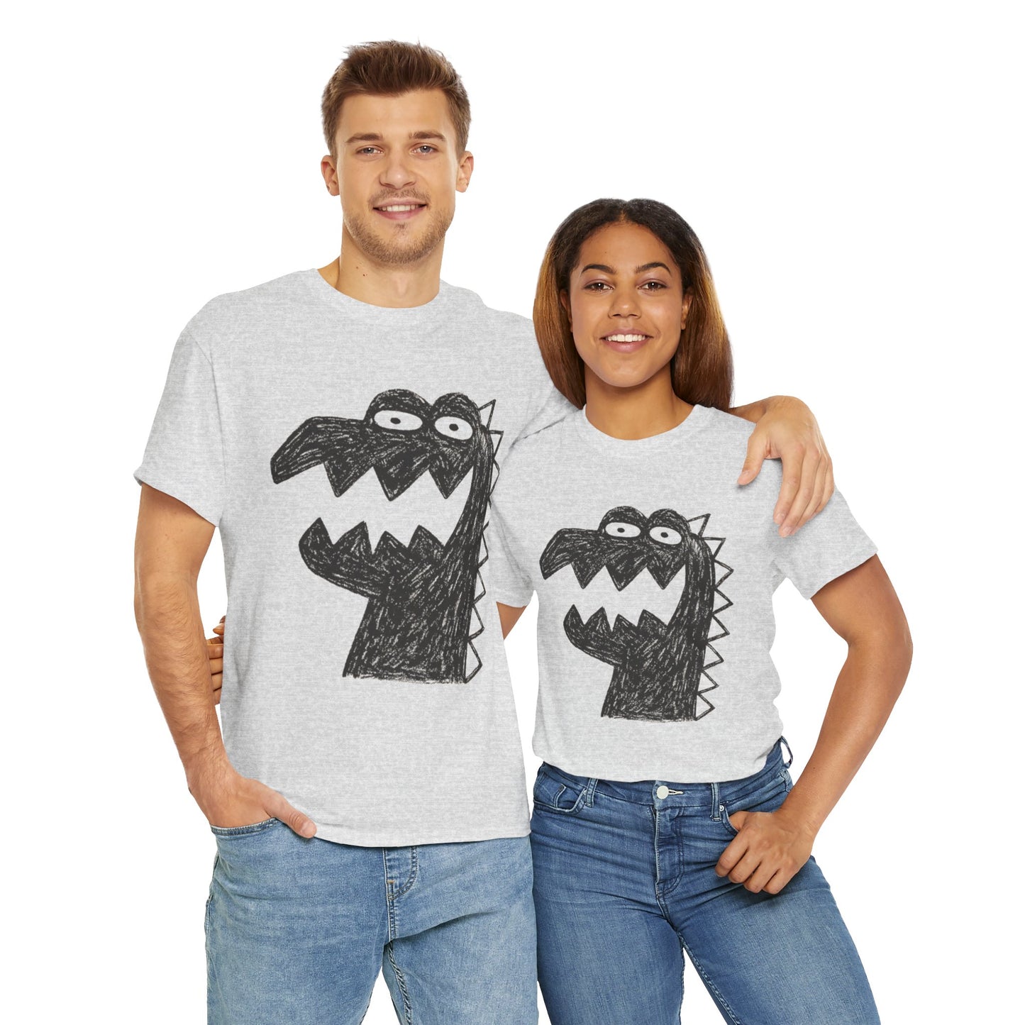 Dinosaur Graphic Tee, Unisex Cotton Shirt, Fun Casual Wear, Cute Monster Top, Gift for Kids and Teens, Birthday Celebration
