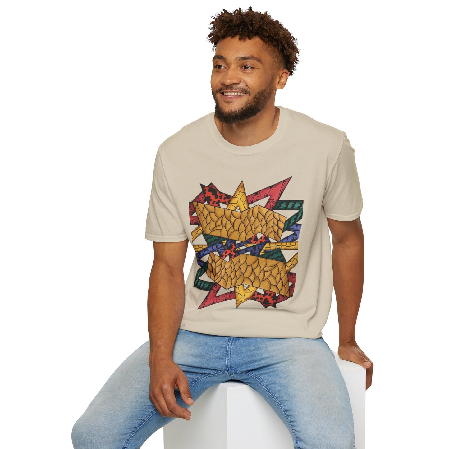 Abstract Art Unisex Softstyle T-Shirt - Colorful Graphic Tee for Creative Souls By @Almatar.art