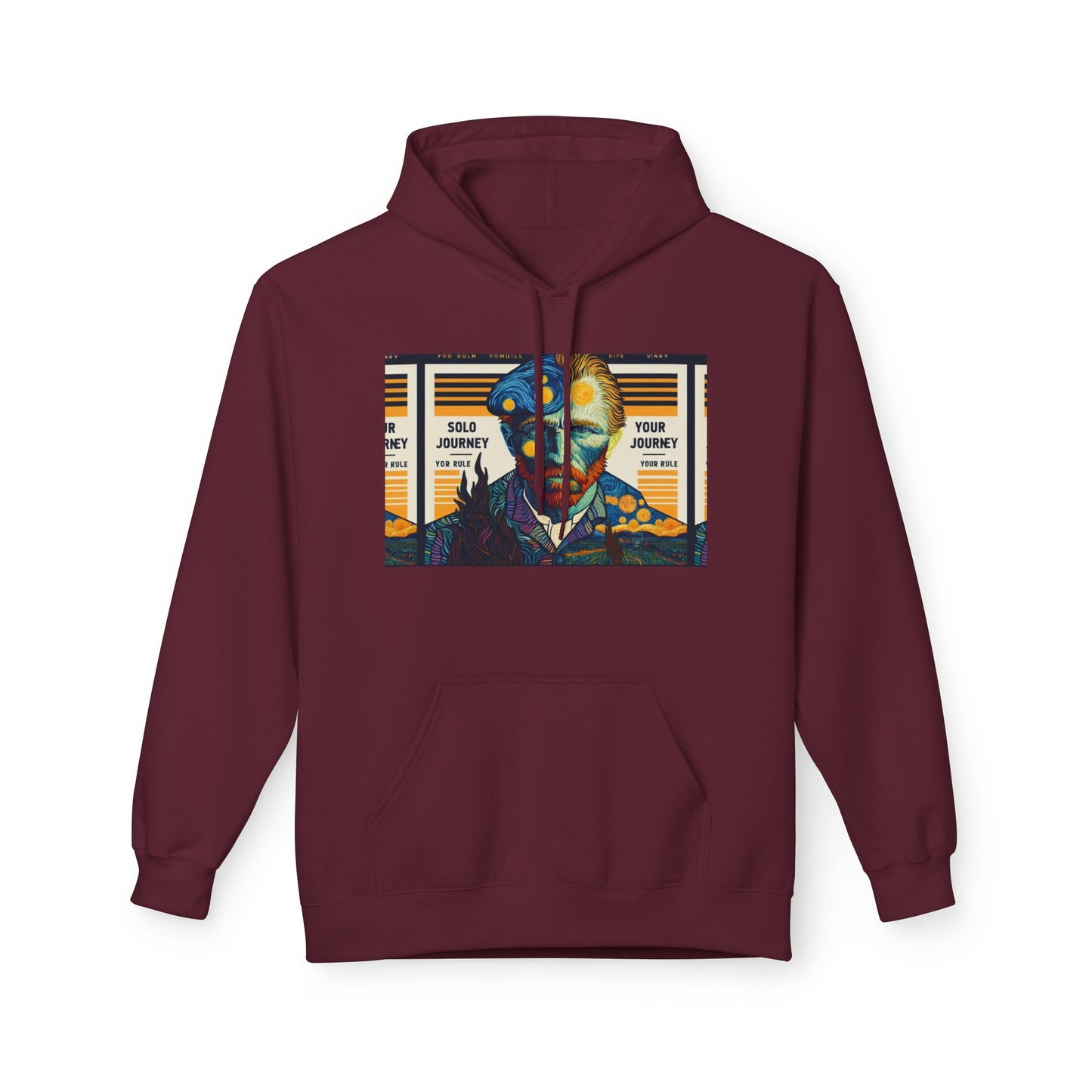 Flat lay of the Van Gogh AI Graphic Western Rodeo Sweatshirt highlighting its soft organic cotton fabric.