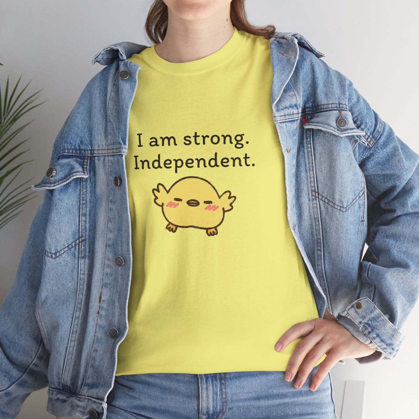 Empowering Chick Graphic Unisex Heavy Cotton Tee - "I am strong. Independent."