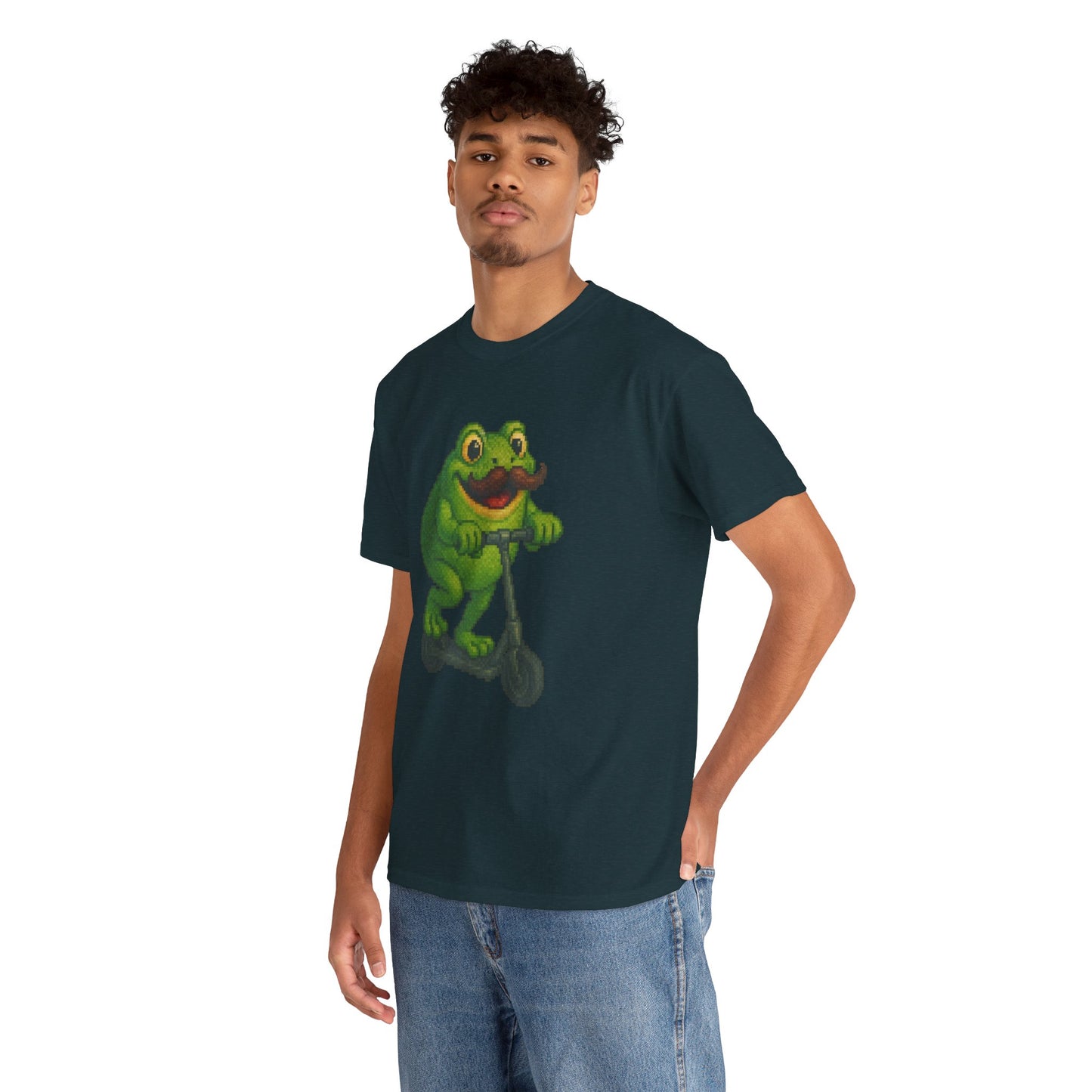Fun Frog Scooter Tee - Unisex Heavy Cotton T-Shirt, Cute Animal Shirt, Gift for Kids & Teens, Funny Graphic Tee, Summer Wear