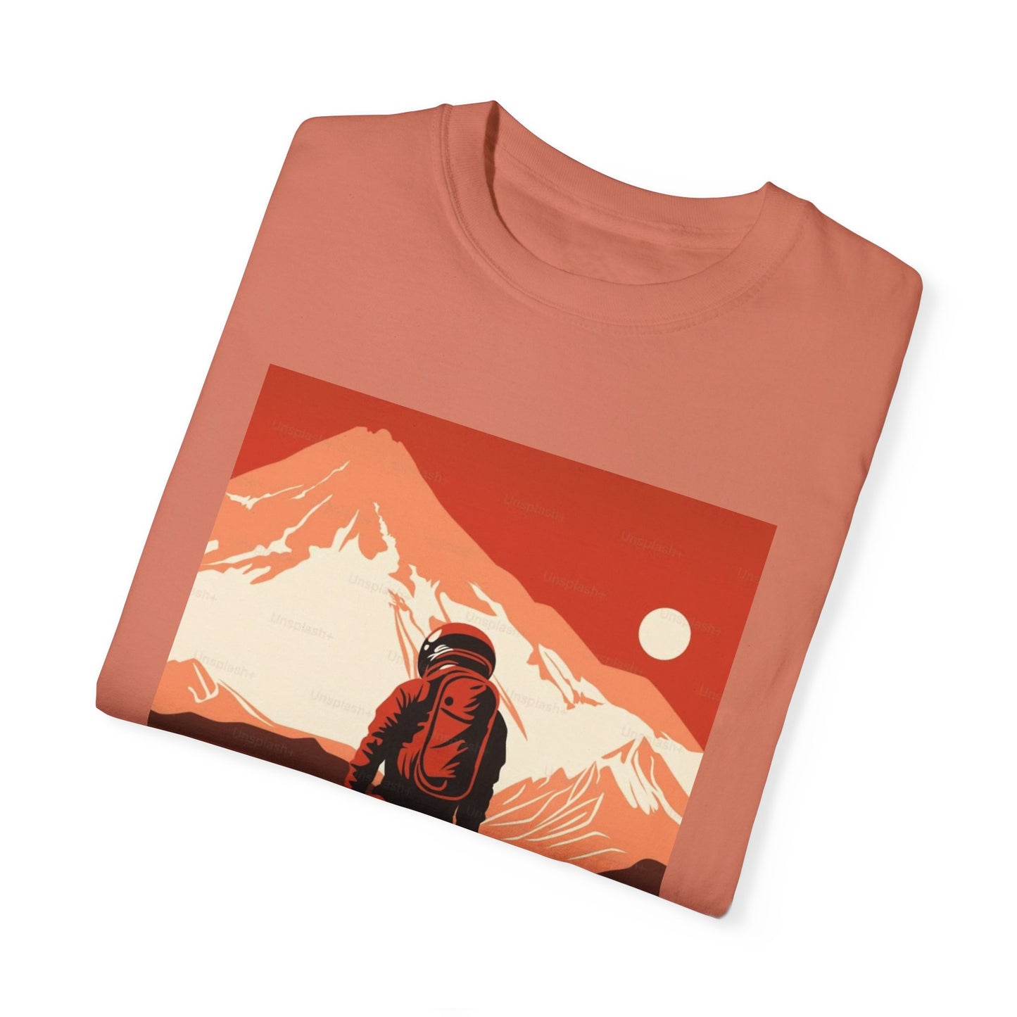 Different color options of the Man On Mars Graphic T-Shirt made from 100% organic cotton, promoting sustainable fashion.