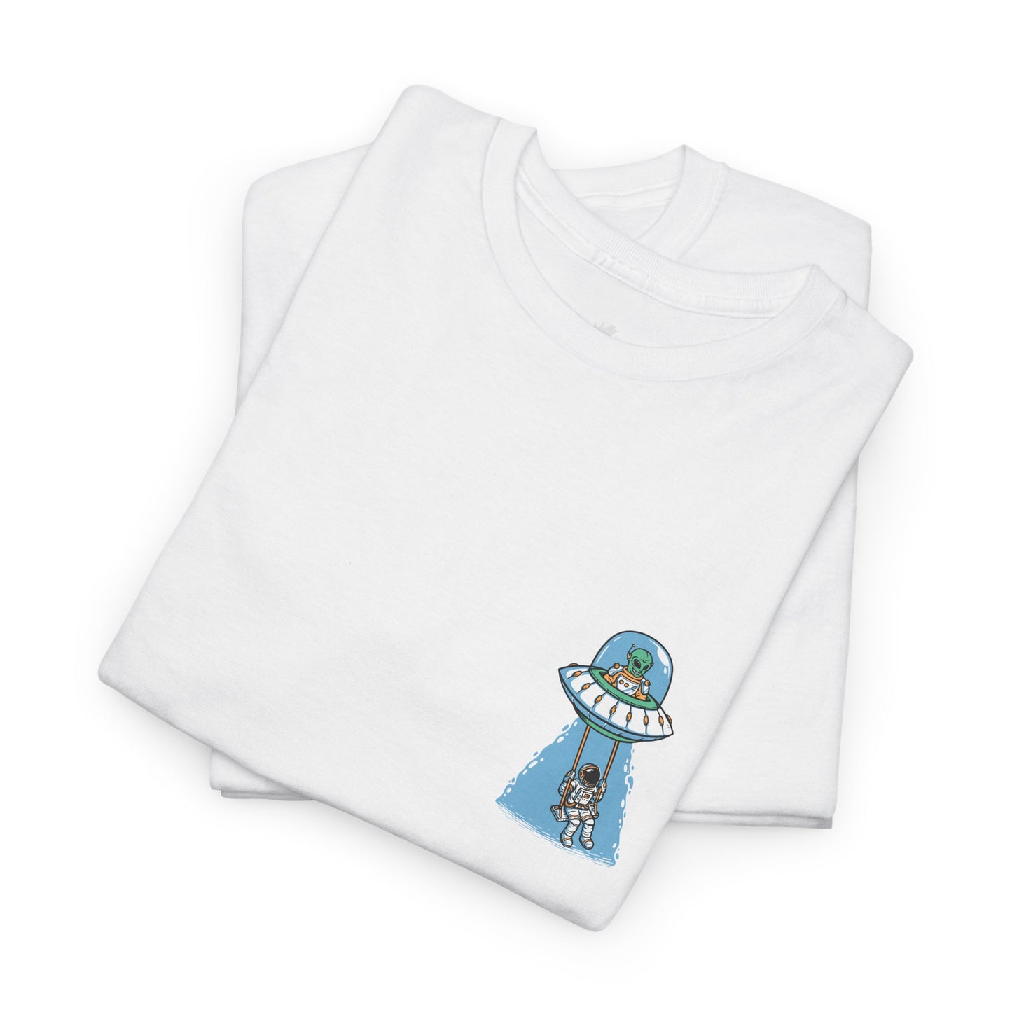UFO Dancing in Space - Whimsical Unisex Heavy Cotton Tee with Playful Design