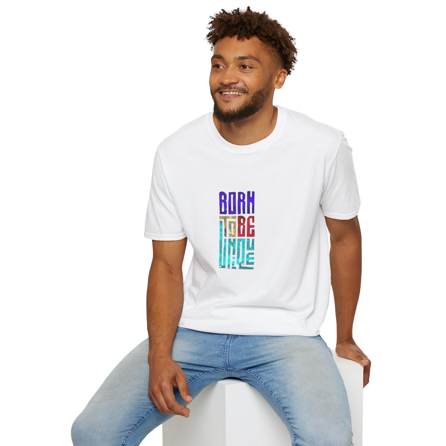 Born to Be Unique - Unisex Softstyle T-Shirt - Colorful Inspirational Tee