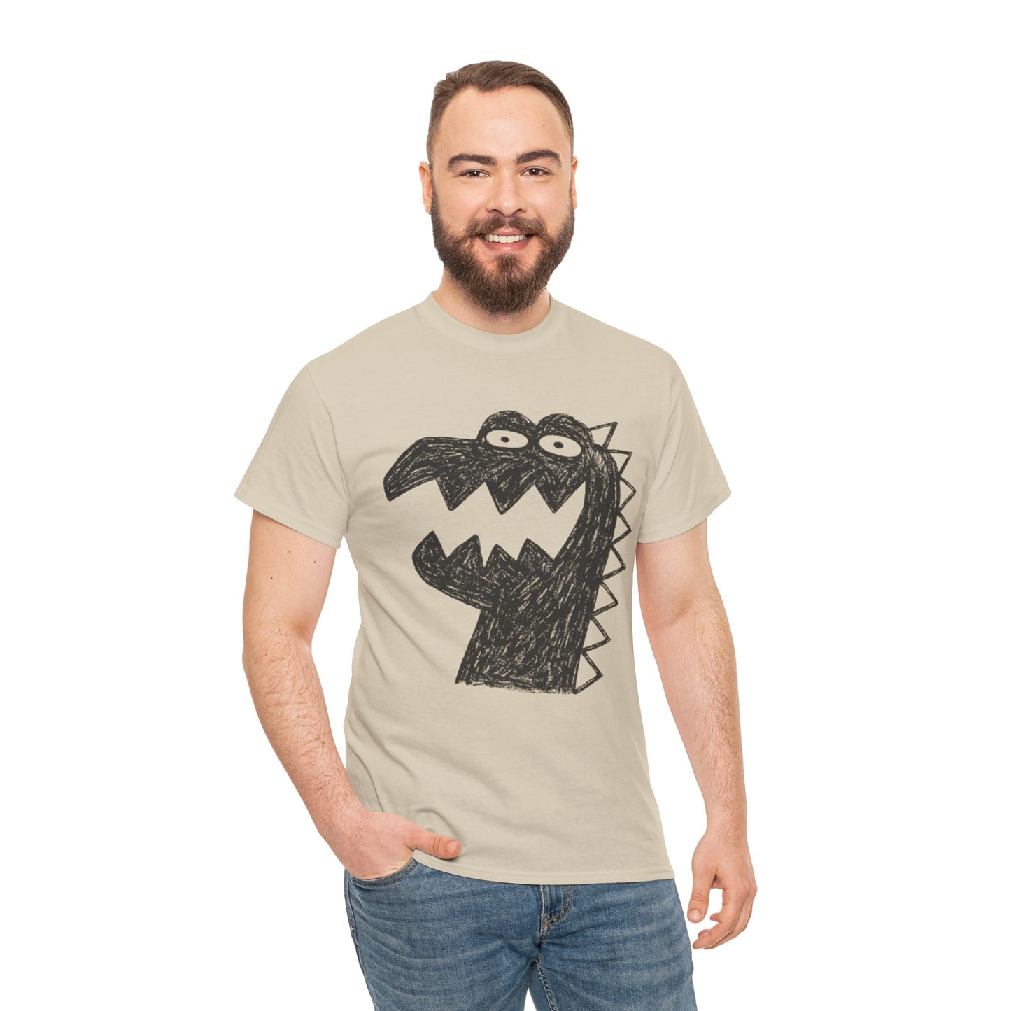 Dinosaur Graphic Tee, Unisex Cotton Shirt, Fun Casual Wear, Cute Monster Top, Gift for Kids and Teens, Birthday Celebration