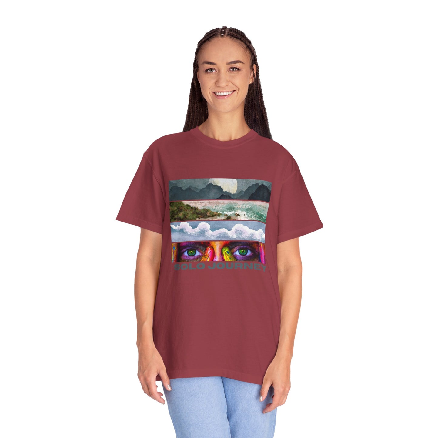 Close-up of the Vintage Aesthetic Oversized Boho T-Shirt 07 - Eco-Friendly Organic Cotton Tee fabric, highlighting its durable and soft texture.