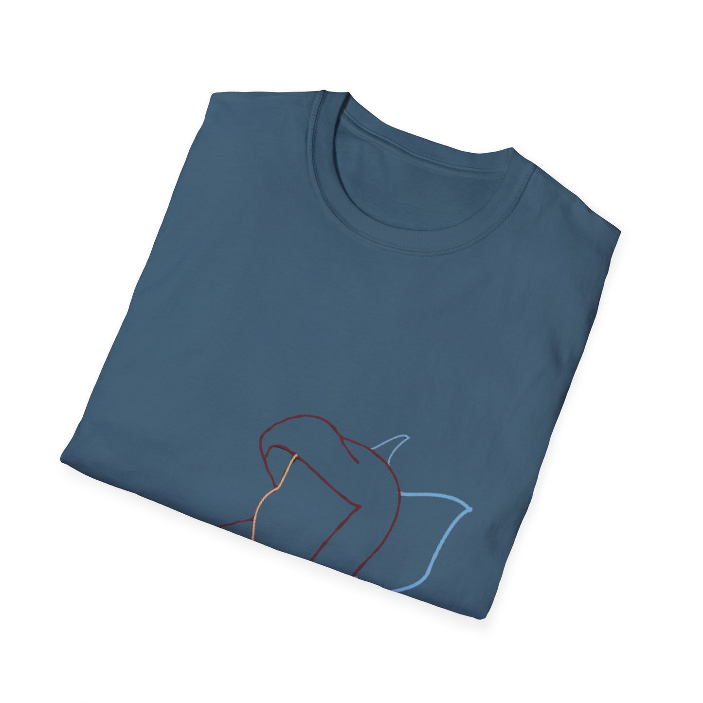 Unisex Minimalist Line Art T-Shirt - Softstyle Eco-Friendly Tee showcasing an abstract female silhouette design on a soft organic cotton fabric.