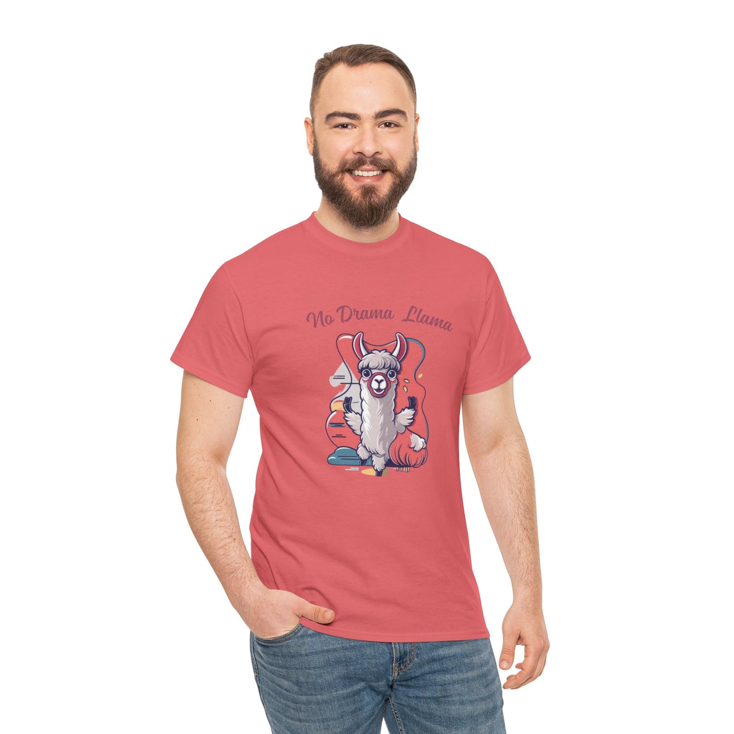 No Drama Llama Unisex Heavy Cotton Tee - Fun Graphic Tee for Casual Wear